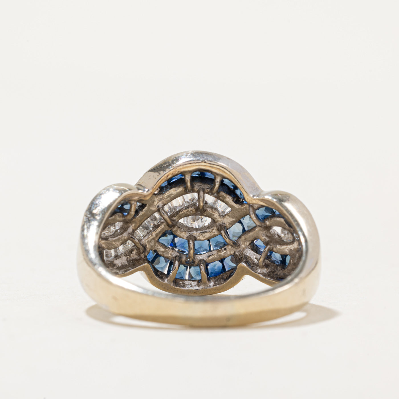 1.45ctw Diamond & Sapphire Waterfall Ring for Women - 0.75ctw Genuine Gemstones, Size 7.25 - Elegant Wedding, Anniversary & Special Occasion Jewelry Gift