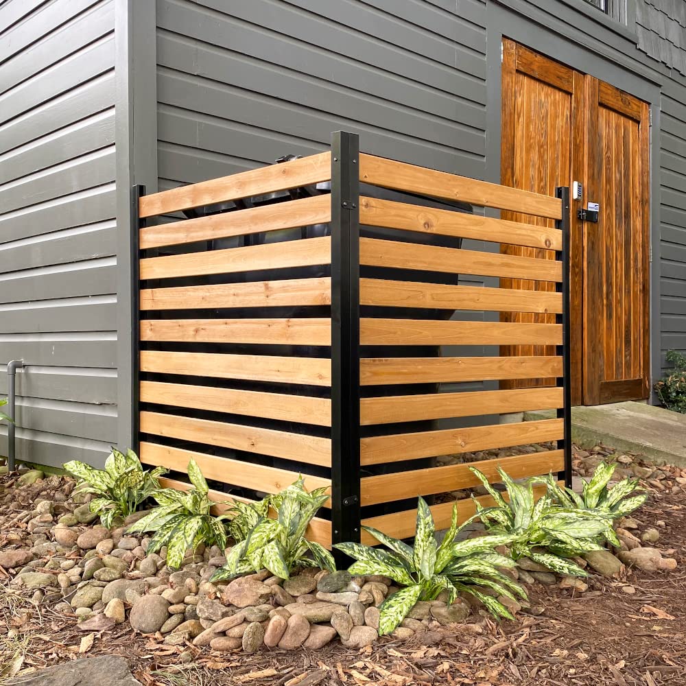 42in H x 38in W (2 Panels) Charleston Cedar Wood Privacy Screen - No Dig Outdoor Fence for Pool Equipment, AC Unit, Trash Can Enclosure | Durable Backyard Privacy Wall for Patio, Deck & Garden