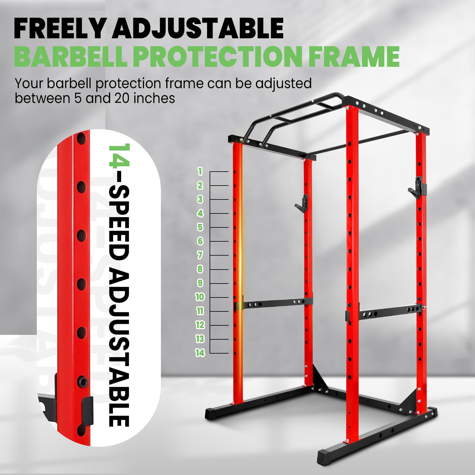 Heavy Duty Power Cage Squat Rack - 1200 lbs Weight Capacity with Dip Bars - 45