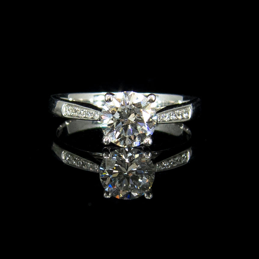Platinum Diamond Ring for Women - 1 Carat Solitaire Engagement Wedding Band - 14K White Gold Classic Elegant Jewelry Gift for Her - Perfect for Proposals, Anniversaries & Special Occasions