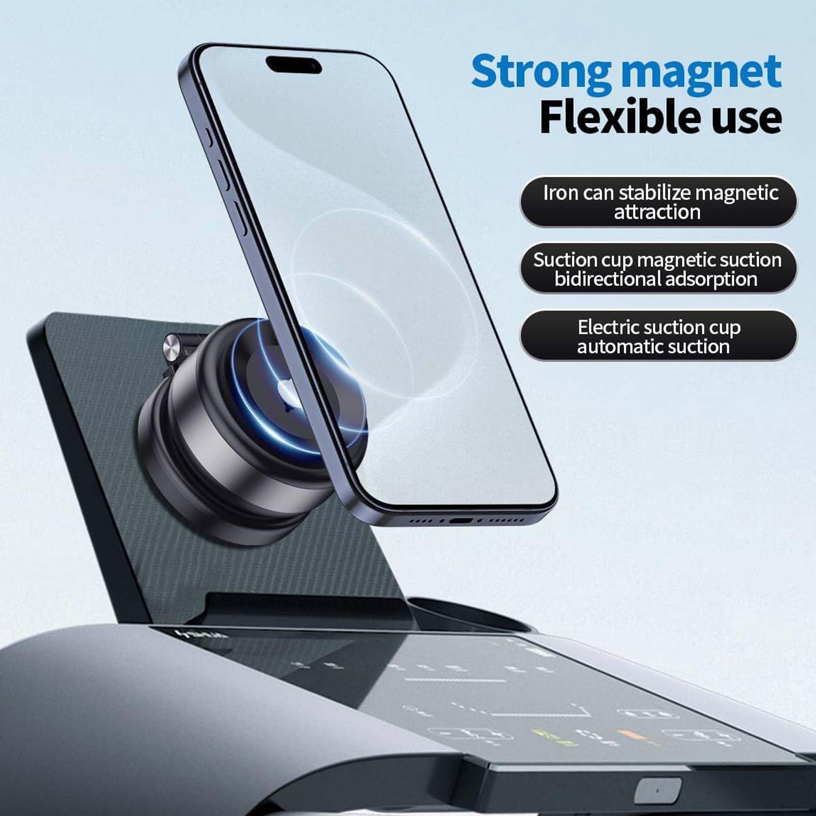 Nixive Double-Sided Magnetic Phone Holder - Adjustable Vacuum & Magnetic Car Mount with 360° Rotation for iPhone 15/14/13 Pro Max, Samsung Galaxy S23/S22 - Perfect for Driving, Cycling & Office Use (Black)