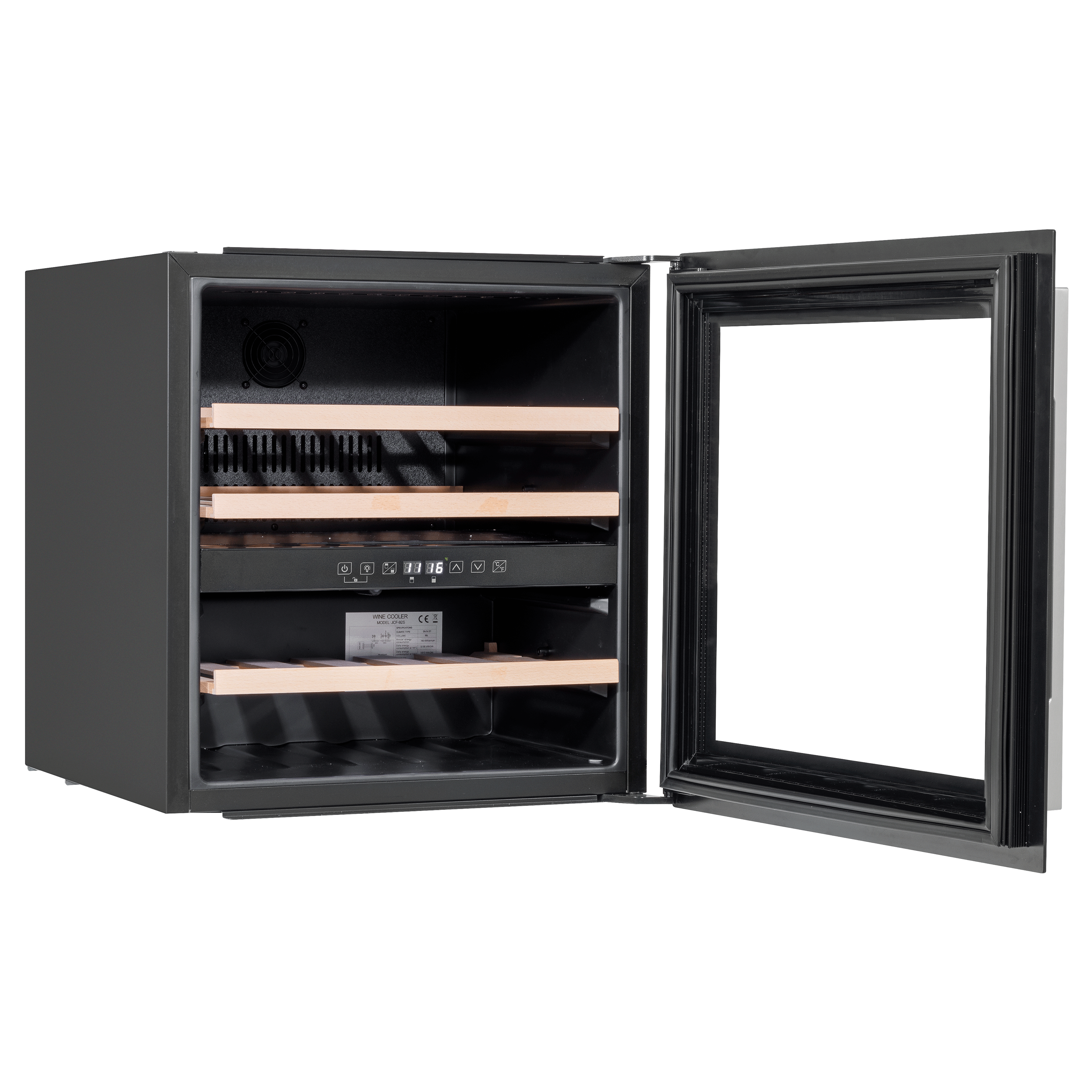 Baridi 60cm Built-In 36 Bottle Dual Zone Wine Cooler with Beech Wood Shelves - Black (DH117) | Perfect for Home Bars, Restaurants & Wine Cellars | Energy Efficient & Quiet Cooling