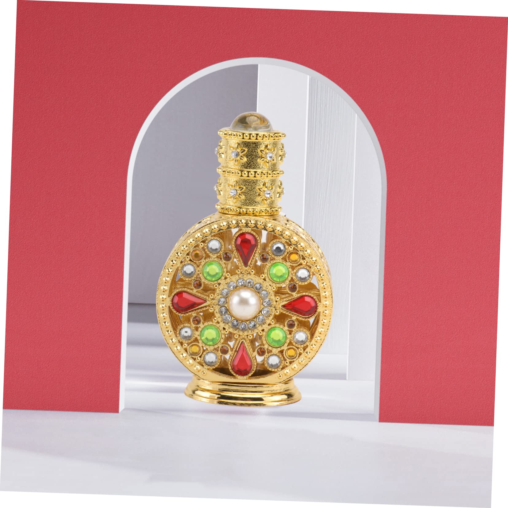 FRCOLOR 12ml Empty Perfume Oil Bottles with Diamond Inlay - Travel Size Refillable Perfume Containers for Business Travel, Gym, Purse & Gift Giving