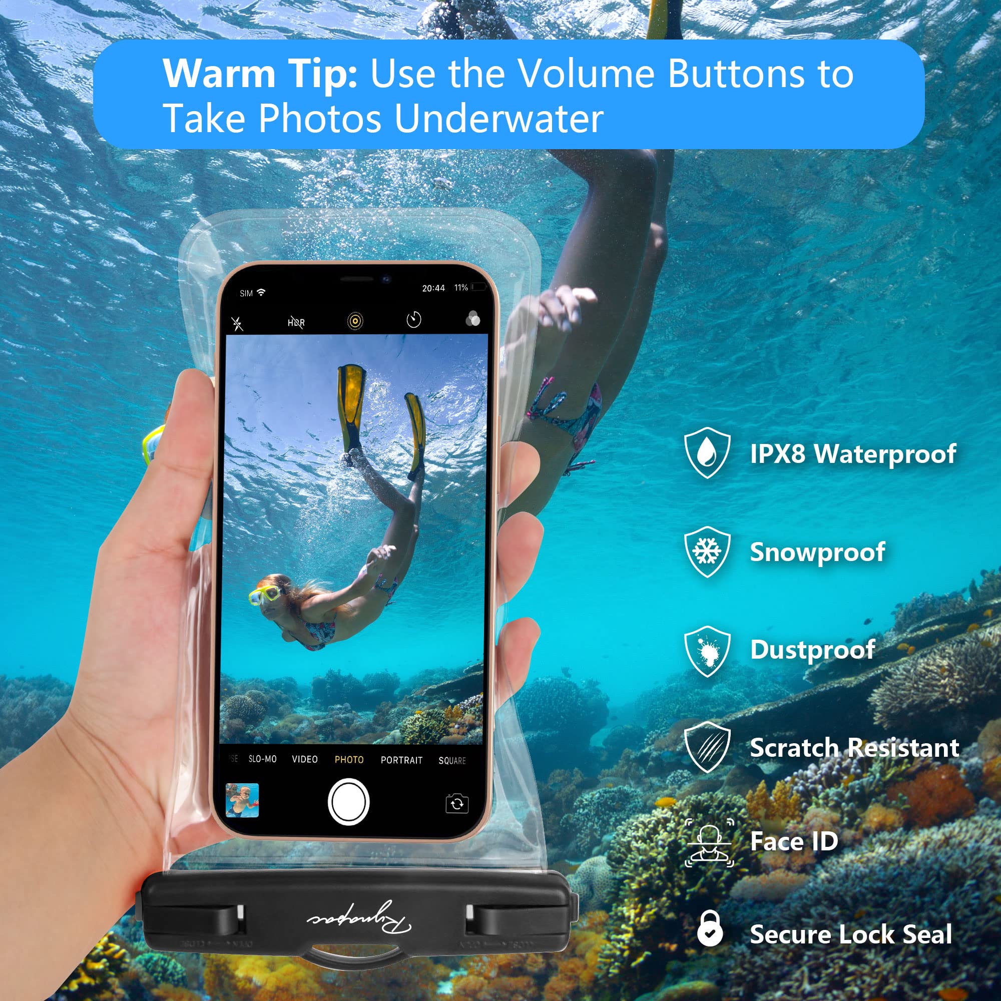 **Waterproof Phone Pouch Bag - IPX8 Waterproof Phone Case for iPhone 16/15 Pro Max, Galaxy S24, Pixel 8a (7.5 Inch) - Beach, Pool, Cruise & Travel Essentials with Lanyard**    **Perfect for Swimming, Snorkeling, Kayaking & Outdoor Adventures**