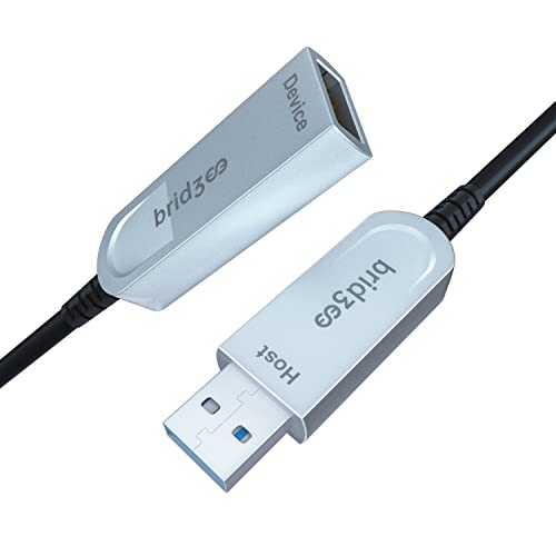BRIDGEE Fiber USB 3.1 Extension Cable 50ft - Active Optical USB A Male to A Female 10Gbps High Speed Data Transfer - Compatible with Laptop, PC, TV, VR Headset, Data Recorder - Perfect for Gaming, Home Theater & Office Setup