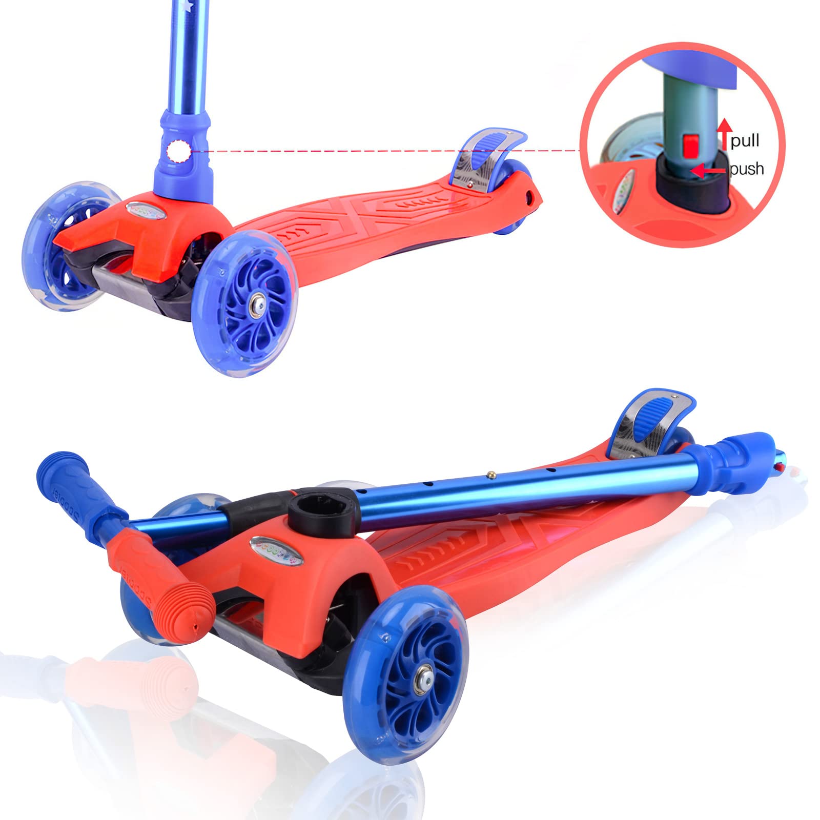 Best 3 Wheel Scooter for Kids Ages 3-12 - LED Light Up Wheels, Adjustable Height & Sturdy Deck - Perfect for Outdoor Play, Commuting to School & Neighborhood Fun