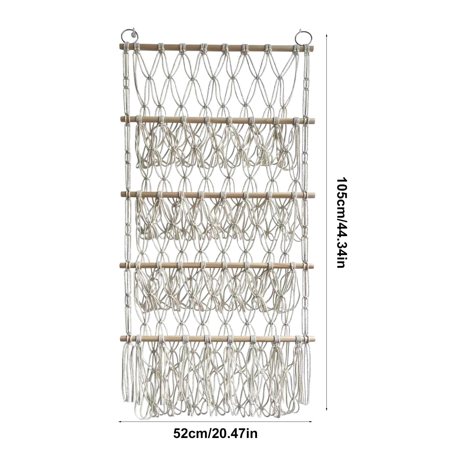 4-Layer Bohemian Wall Mounted Stuffed Animal Organizer - Adjustable Macrame Plush Toy Hammock for Nursery & Bedroom Decor | Perfect for Kids Room Storage and Boho Home Organization