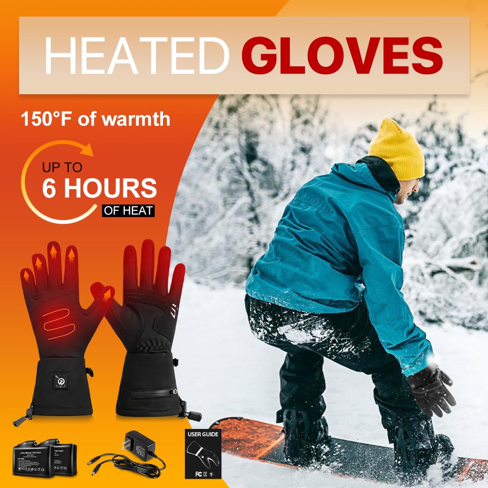 SAVIOR HEAT Rechargeable Heated Gloves for Women & Men - 7.4V 2200mAh Battery, Touchscreen Compatible, Ultra-Thin Warm Winter Gloves for Skiing, Hiking, Cycling, Camping, Skating & Outdoor Activities - Perfect for Cold Weather Sports and Daily Commute
