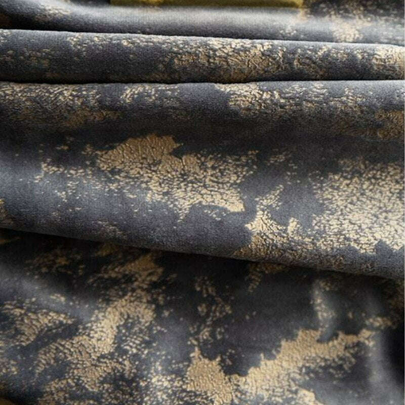 Luxury Golden Textured Velvet Curtains in Gray by T.B. London - Elegant Window Drapes for Living Room, Bedroom & Home Theater Decor
