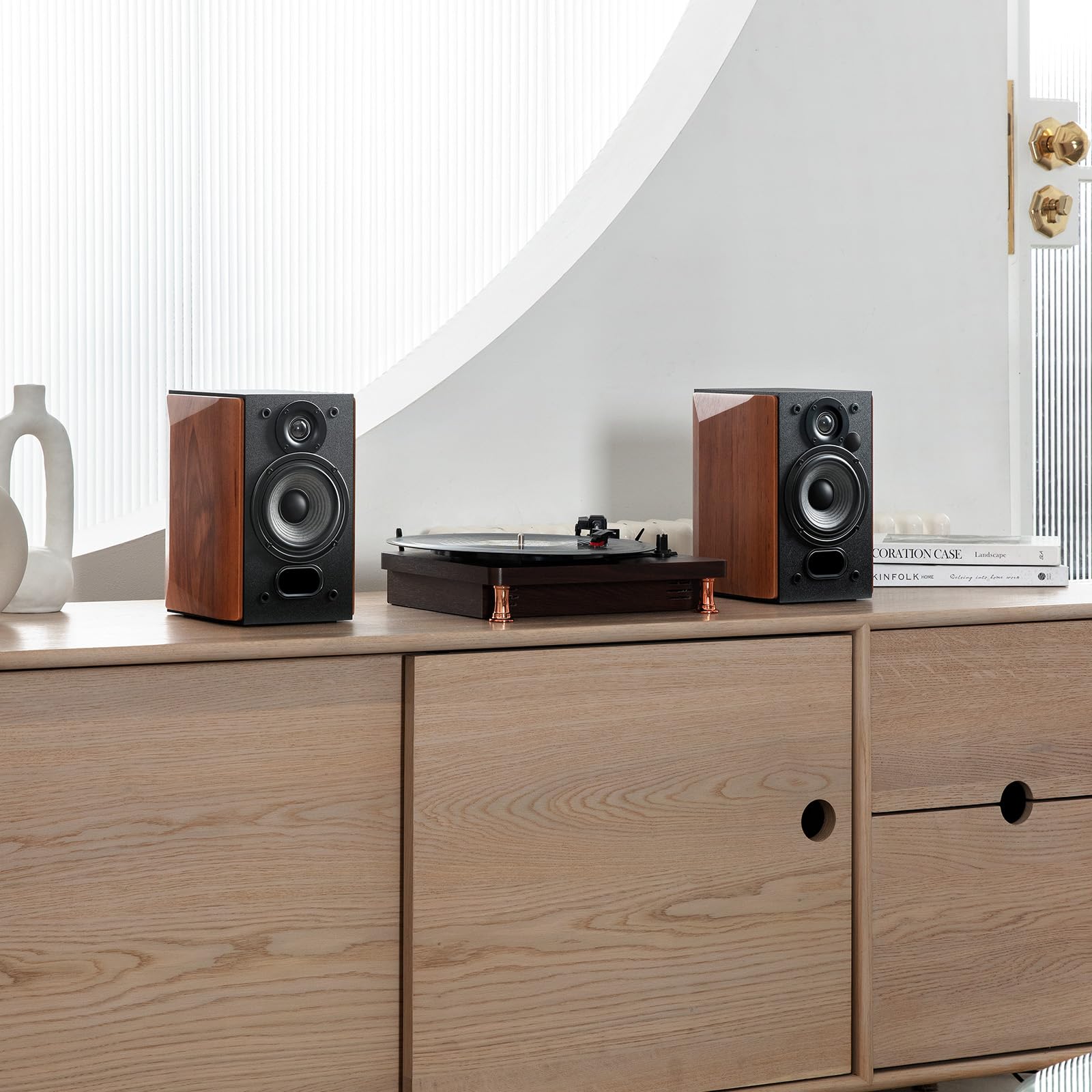 Edifier R1380DB Active Bluetooth Bookshelf Speakers - 42W RMS Wireless Studio Monitor with Optical/Coaxial Input - Wood Grain Design for Home Audio, Gaming & Music Streaming