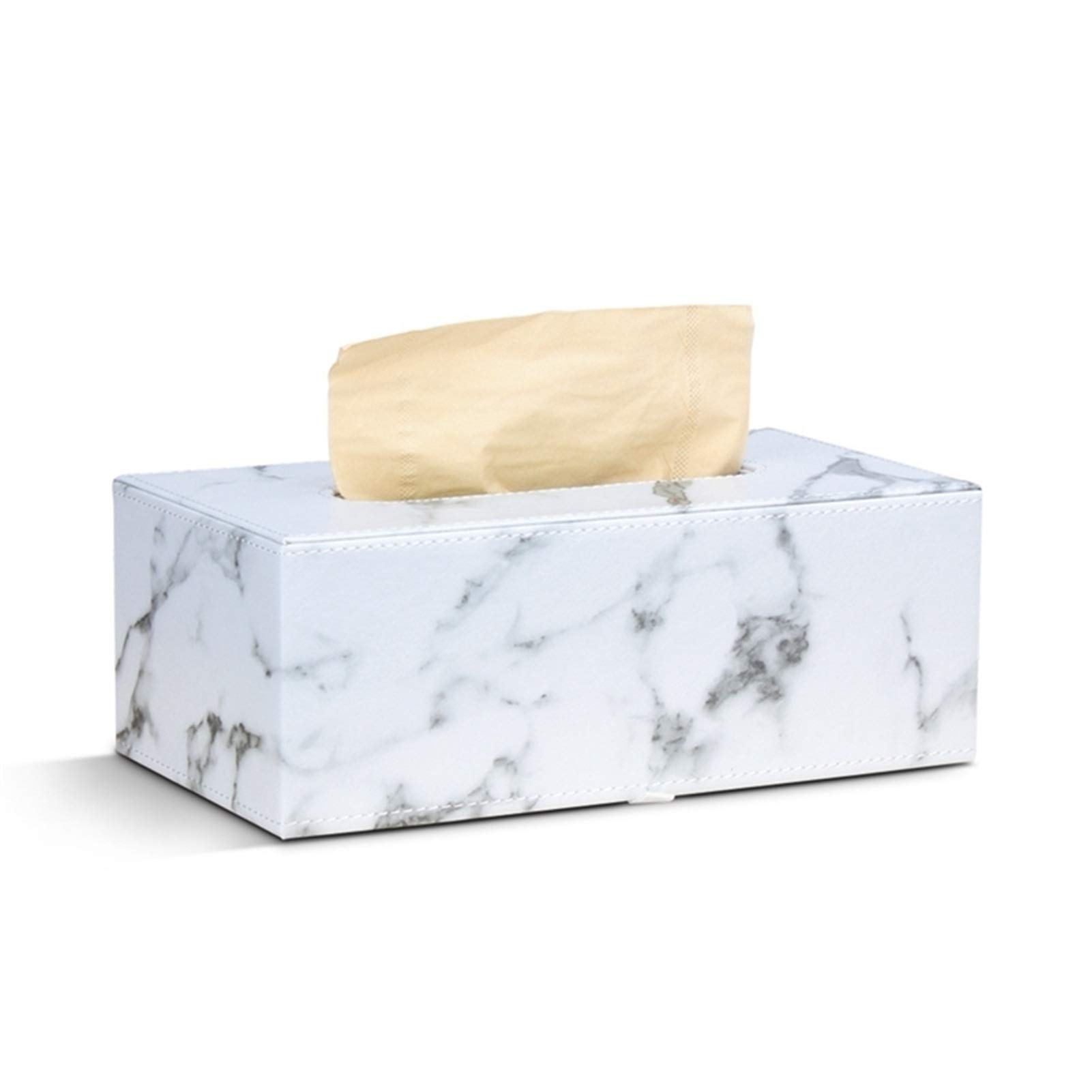 TOMYEUS Marble PU Leather Tissue Box Cover - Rectangular Napkin Holder for Home, Office & Car - Stylish Storage Box for Facial Tissues & Paper Towels - Decorative Dispenser Container (Color: C) - Perfect for Living Room, Bedroom, Desk & Vehicle Organization