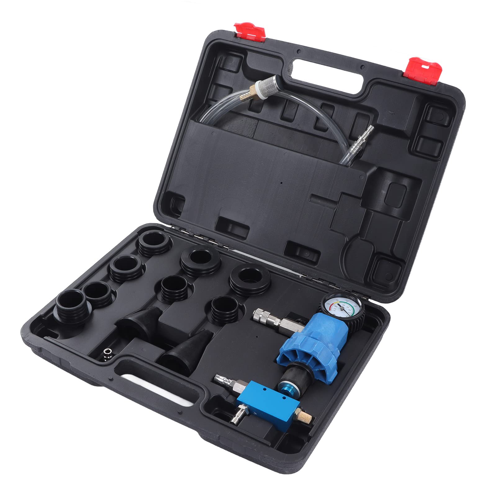 14-Piece Universal Engine Coolant Vacuum Refill & Pressure Testing Kit with 8 Adapters - Compatible with Cars, SUVs & Light Trucks | DIY Automotive Cooling System Maintenance & Repair Tool