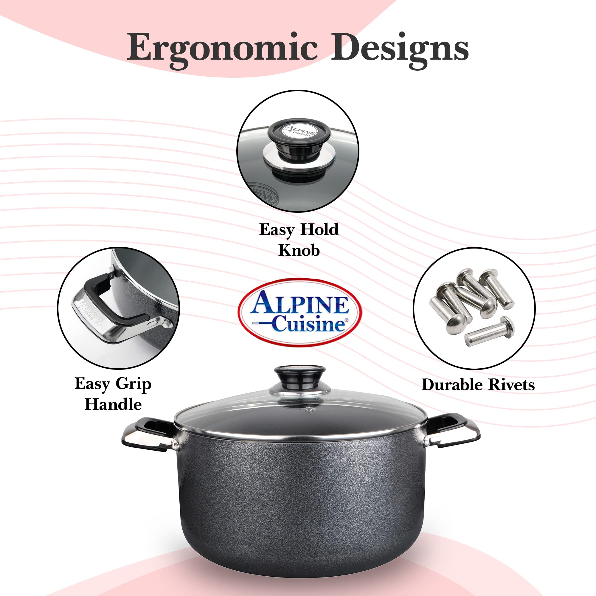 22 Quart Non-Stick Aluminum Stock Pot with Tempered Glass Lid - Multi-Purpose Dutch Oven for Braising, Boiling, Stewing & Soup Making - Perfect for Large Family Dinners, Camping Trips & Commercial Kitchens