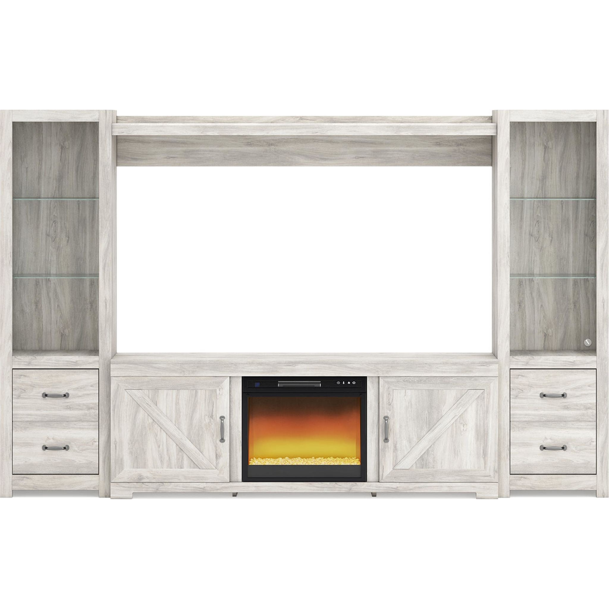 Bellaby 5-Piece Whitewashed Entertainment Center Set - Modern TV Stand with Storage for Living Room, Bedroom & Home Theater