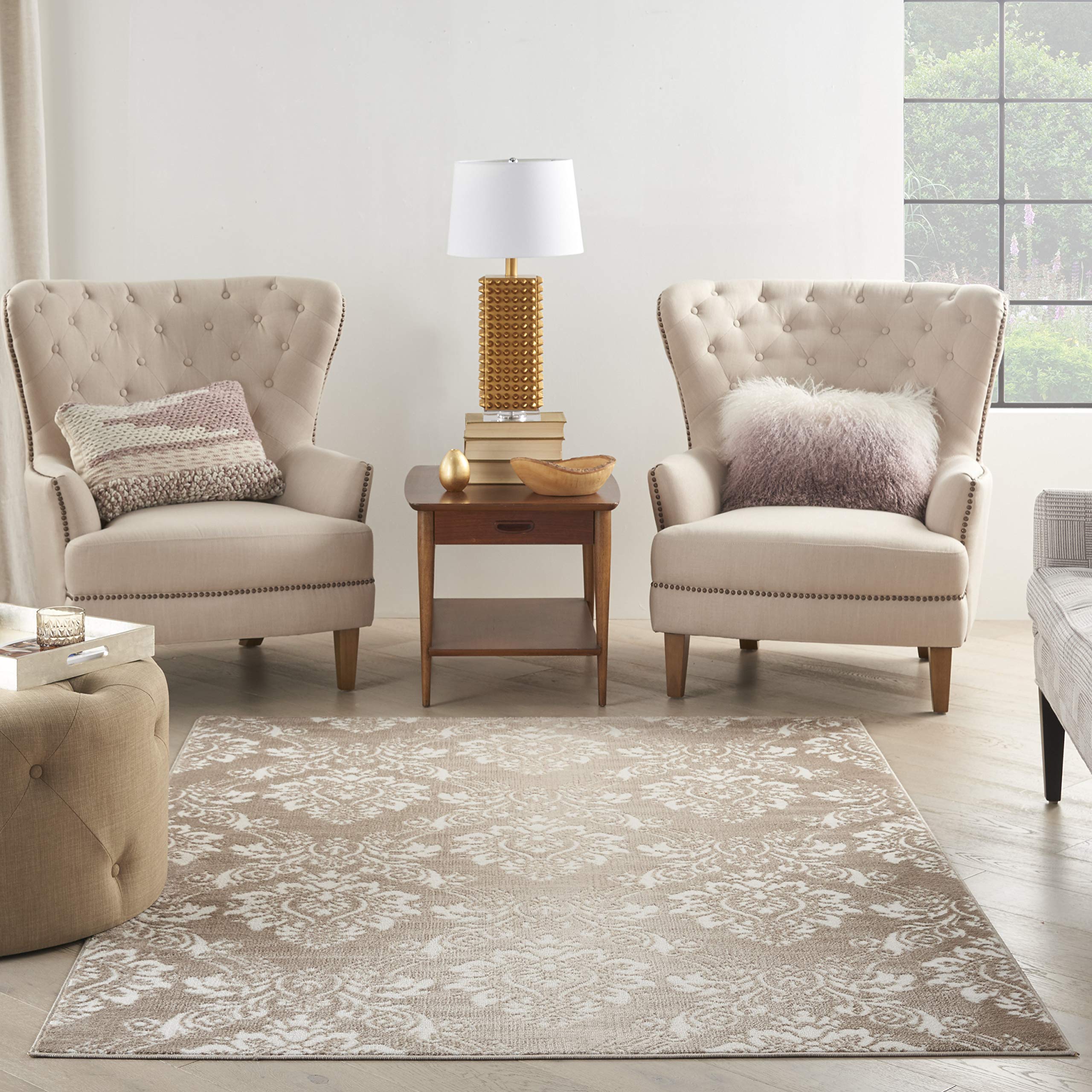 Nourison Elation Floral Ivory Mocha 5'3
