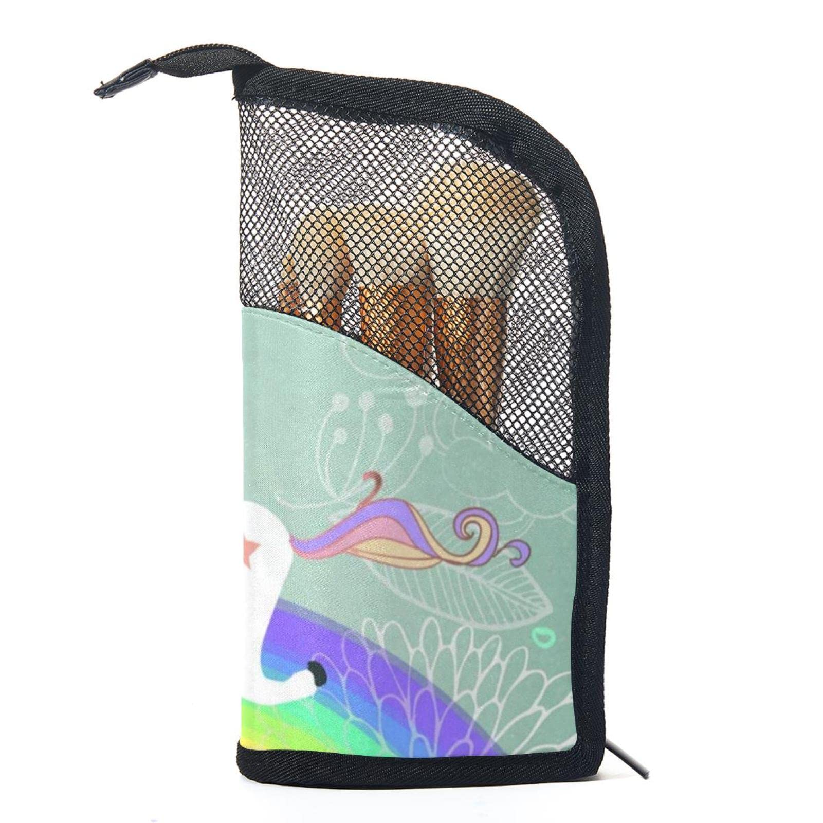 Rainbow Unicorn Makeup Brush Organizer Bag with 12 Slots - Portable Travel Cosmetic Brush Holder Case for Professional & Home Makeup Artists - Perfect for Travel, Vanity, and Salon Use