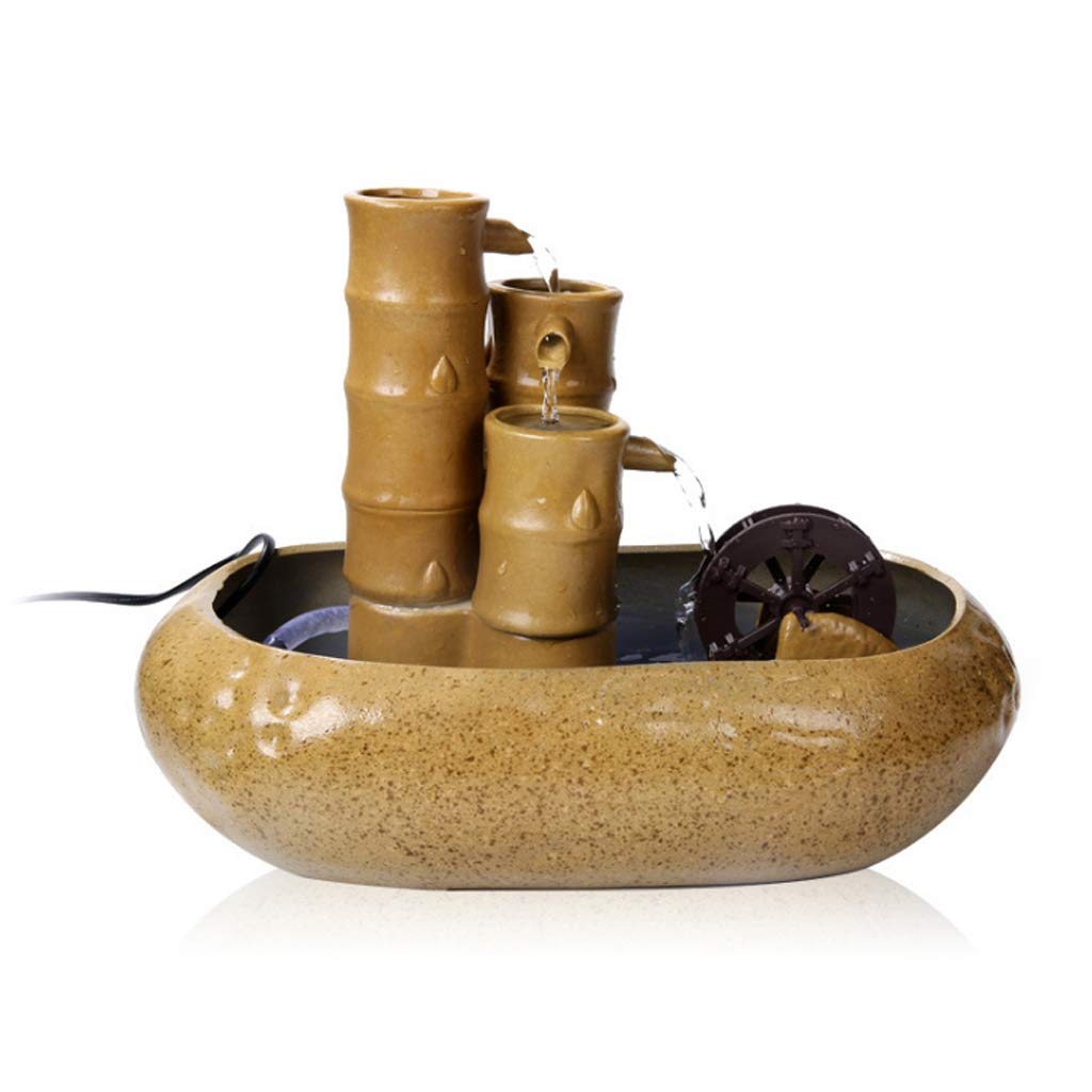 Zen Ceramic Desktop Water Fountain with Feng Shui Wheel - Indoor Tabletop Fountain for Home & Office Decor, Relaxing Water Feature Gift Idea (Color A) - Perfect for Meditation Spaces, Work Desks & Living Room Ambiance