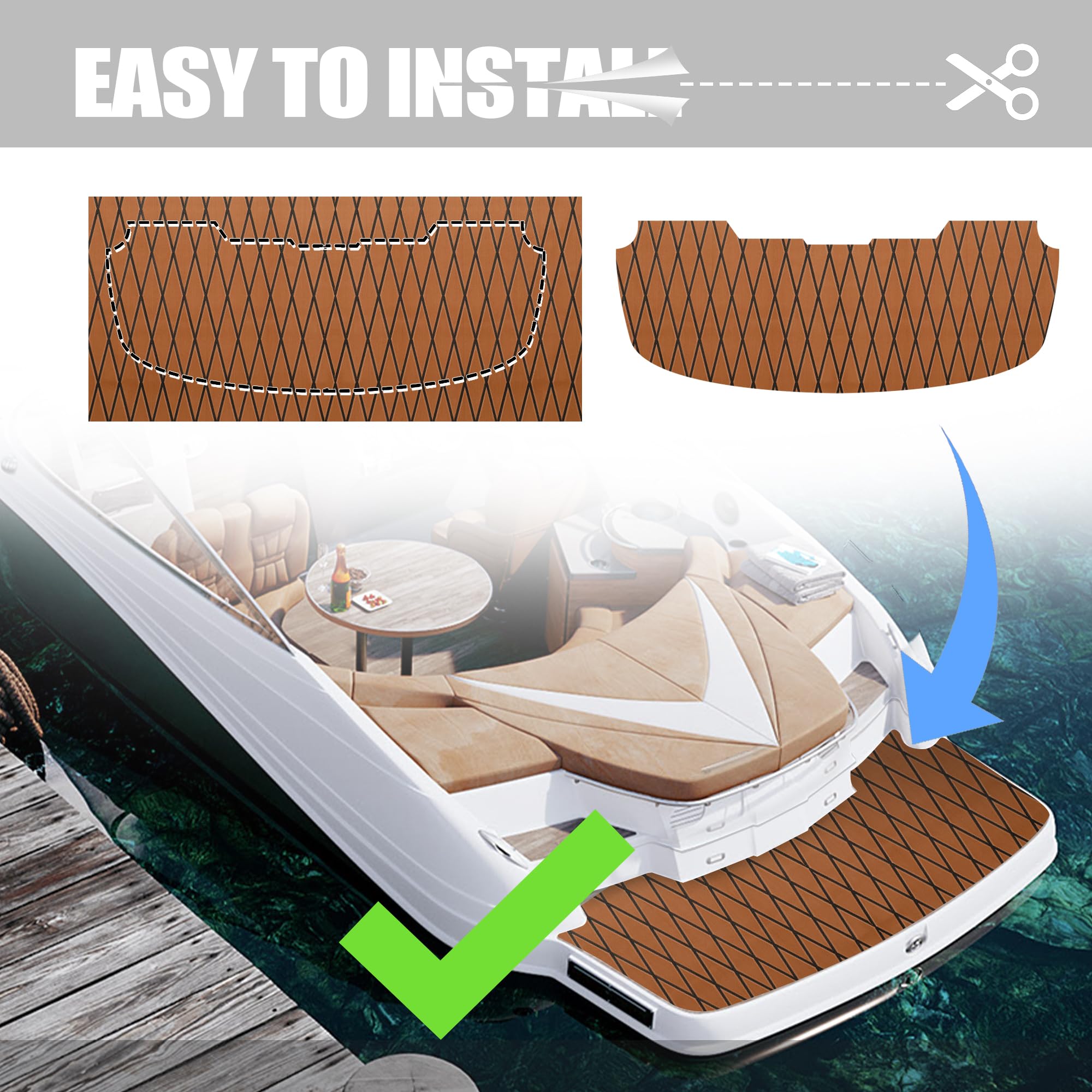 Premium EVA Foam Boat Flooring - Waterproof Non-Slip Marine Decking Mat with Self-Adhesive Backing for Motorboats, Yachts, Kayaks & RVs - Ideal for Deck Protection, Comfort & Safety on Water Adventures