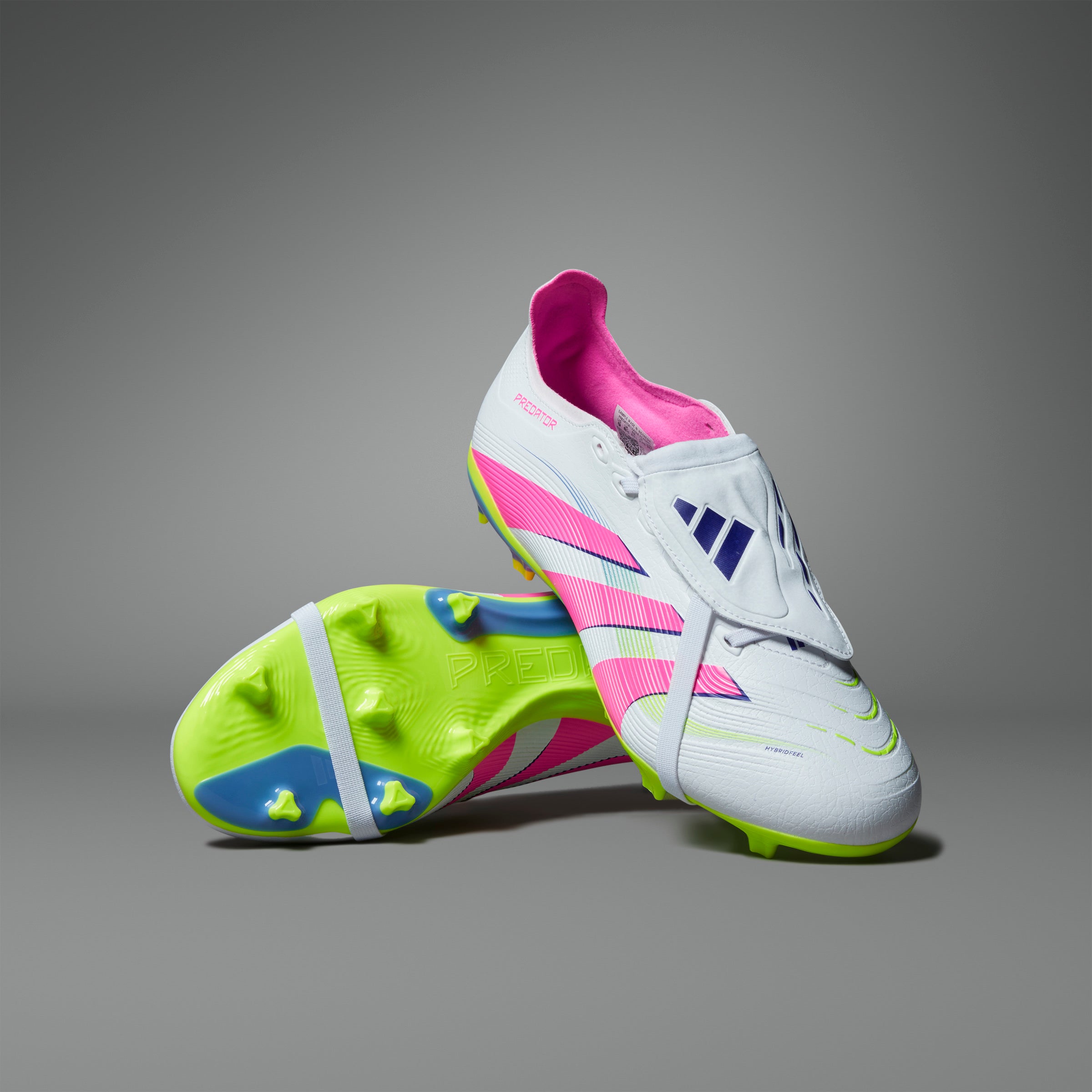 Adidas Predator League FG Soccer Cleats - Fold Over Tongue Football Shoes for Men (White/Pink/Lemon) | Firm Ground Cleats for Soccer Matches & Training