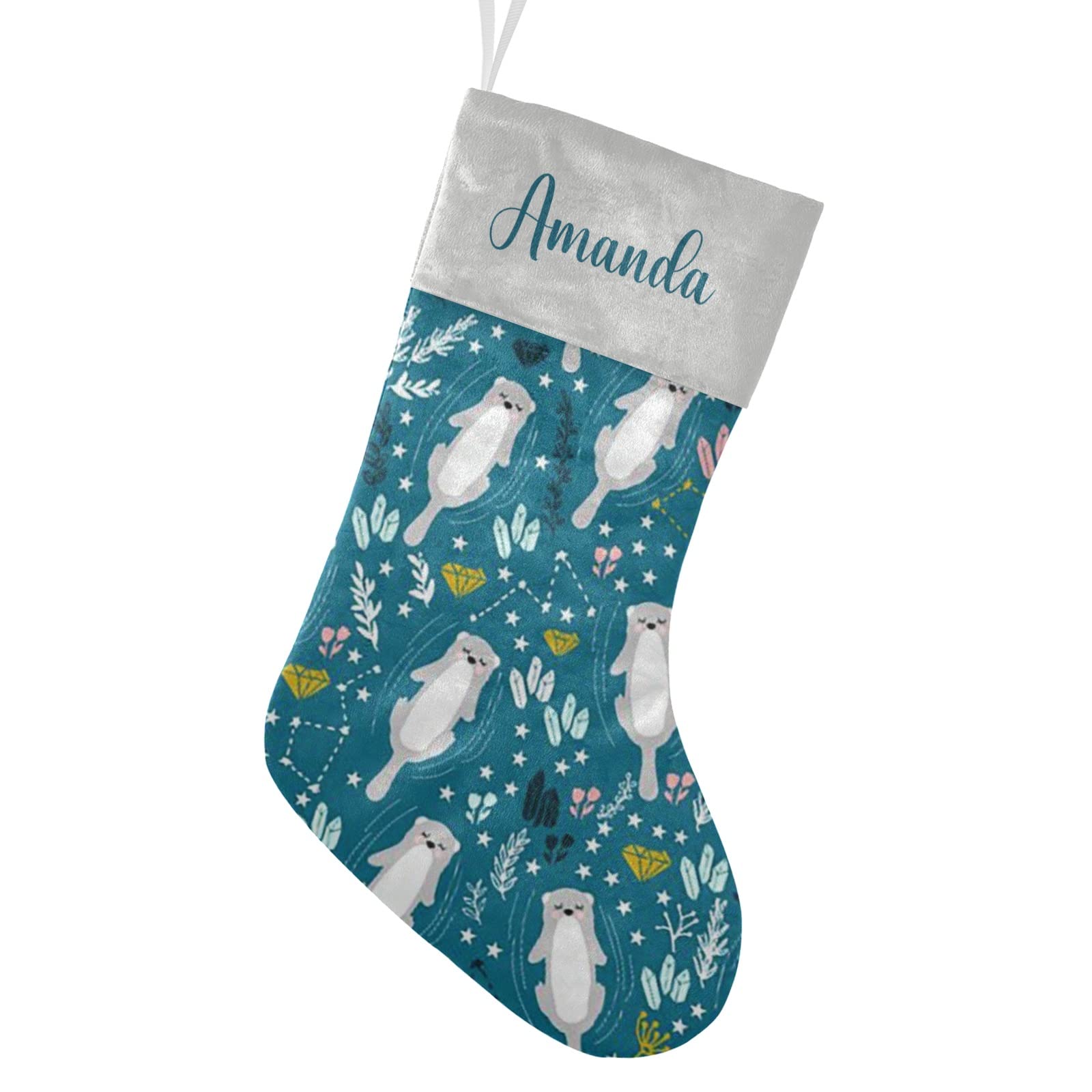 Custom Personalized Christmas Stockings with Names - Cute Otter Design for Family, Kids & Pets - 17.52 x 7.87 Inch Holiday Decor - Perfect for Fireplace Mantel, Gift Exchange & Festive Home Decor