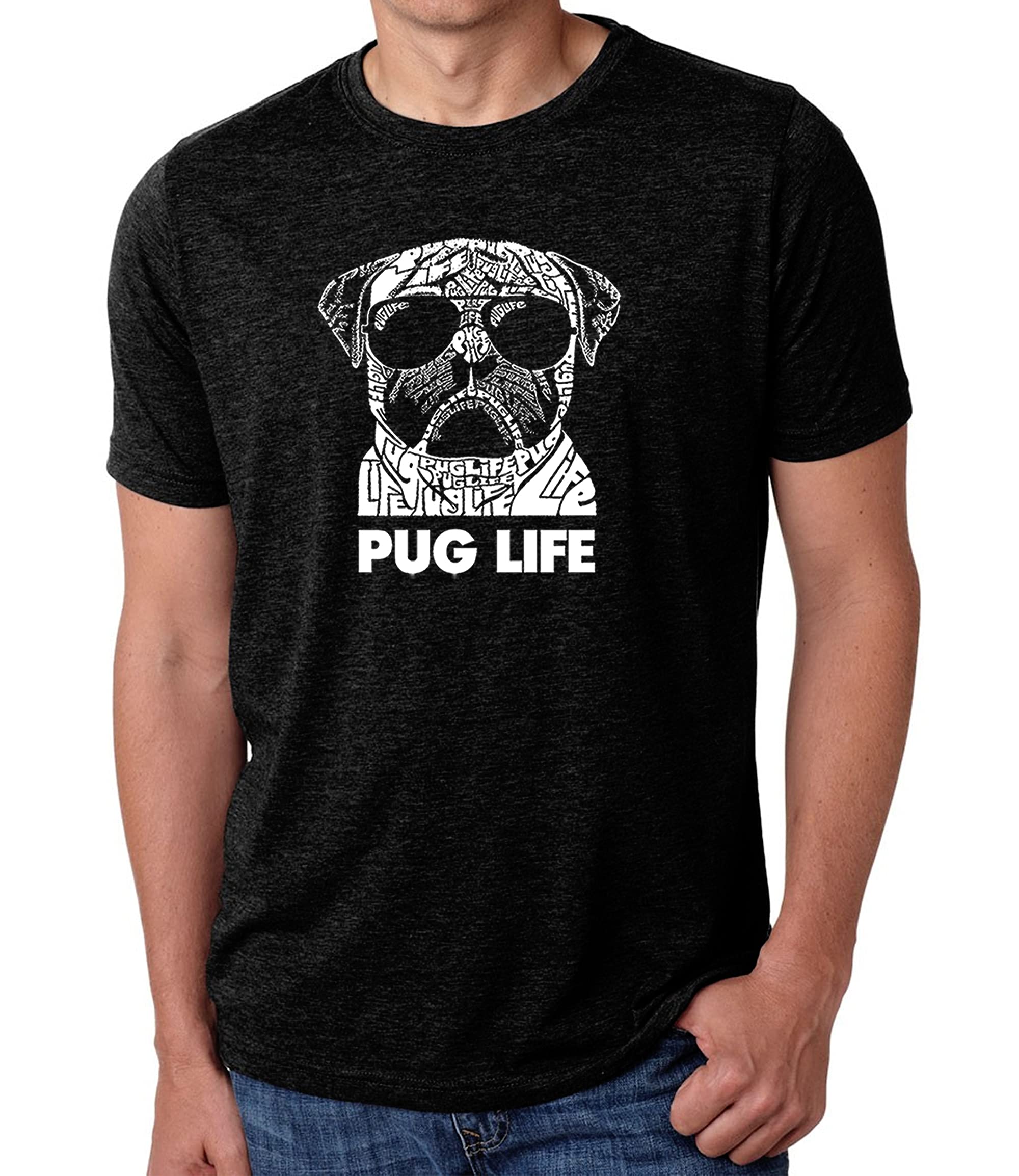 LA POP ART Men's Word Art Tank Top - Pug Life Graphic Muscle Shirt | Funny Dog Lover Tee for Summer, Gym & Casual Wear