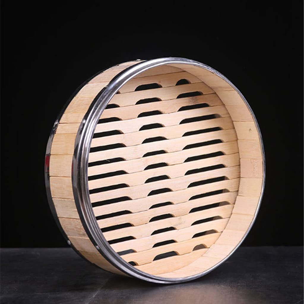 Premium THICK Stainless Steel Bamboo Steamer Basket - 20cm Diameter for Dim Sum, Fish, Dumplings & Asian Cooking | Durable Food Steamer Rack for Pot & Wok | Perfect for Home Chefs & Restaurant Use