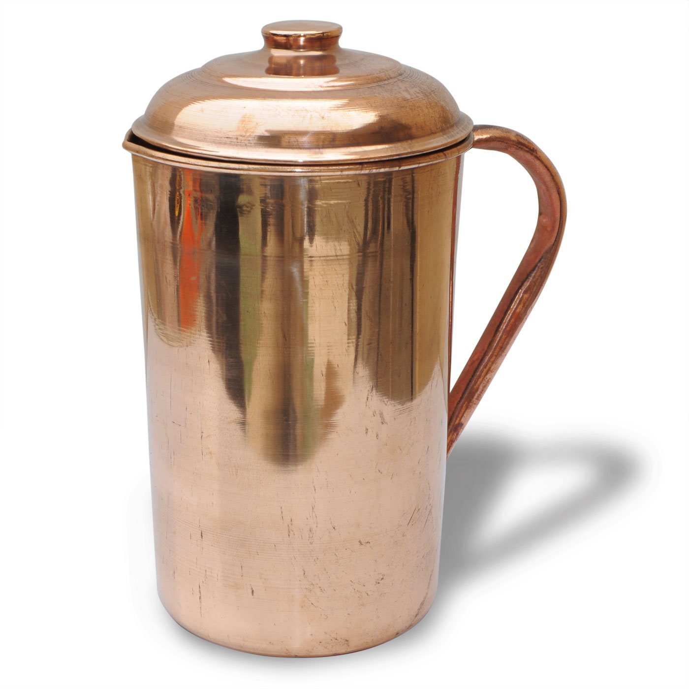 VPSK Pure Heavy Copper Water Jug with Lid - 1000ML Handmade Indian Ayurvedic Copper Vessel for Healing & Detox | Perfect for Daily Water Storage, Ayurveda Therapy & Home Wellness