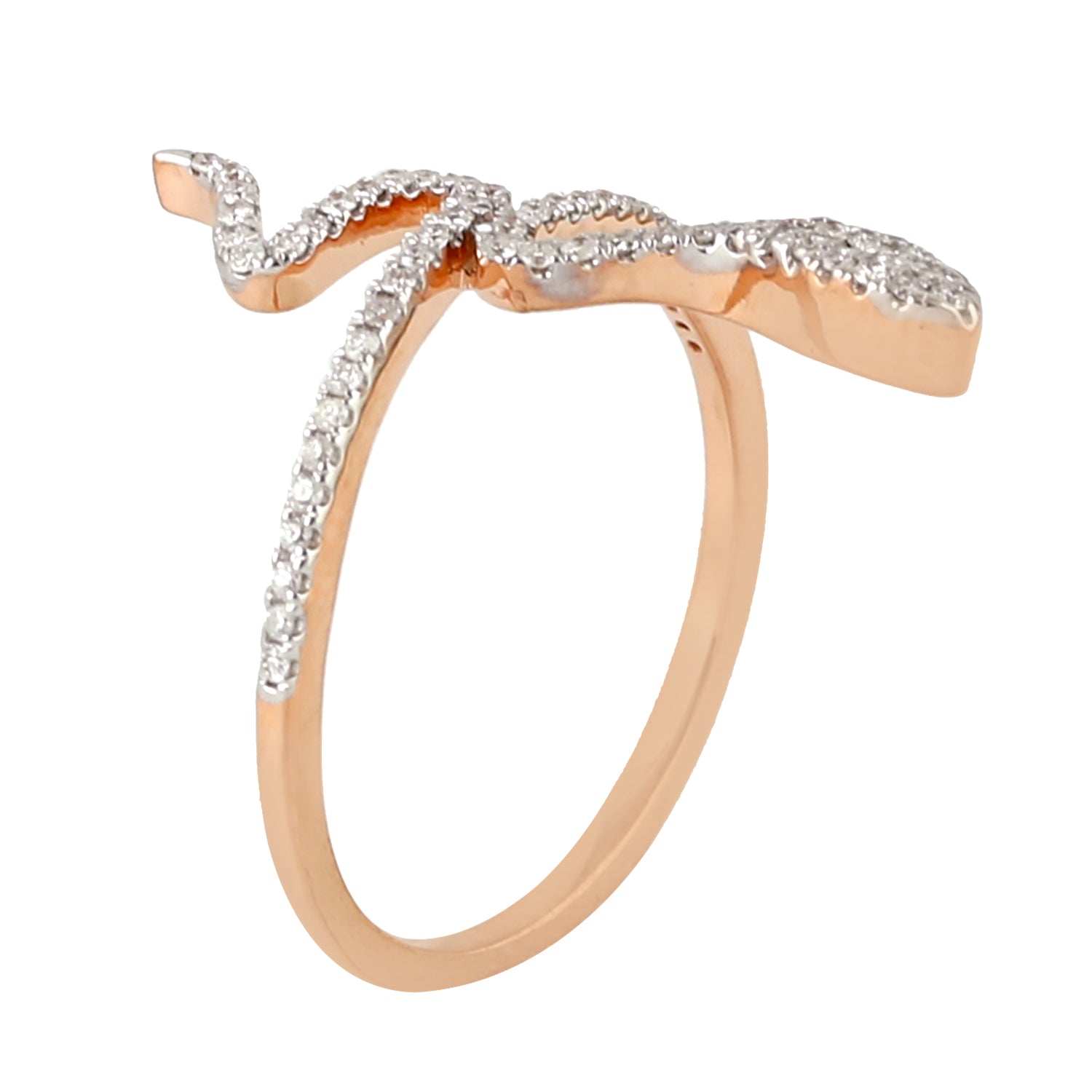 18K Rose Gold Micro Pave Diamond Spiral Snake Ring for Women | Elegant Jewelry Gift for Anniversary, Valentine's Day & Special Occasions