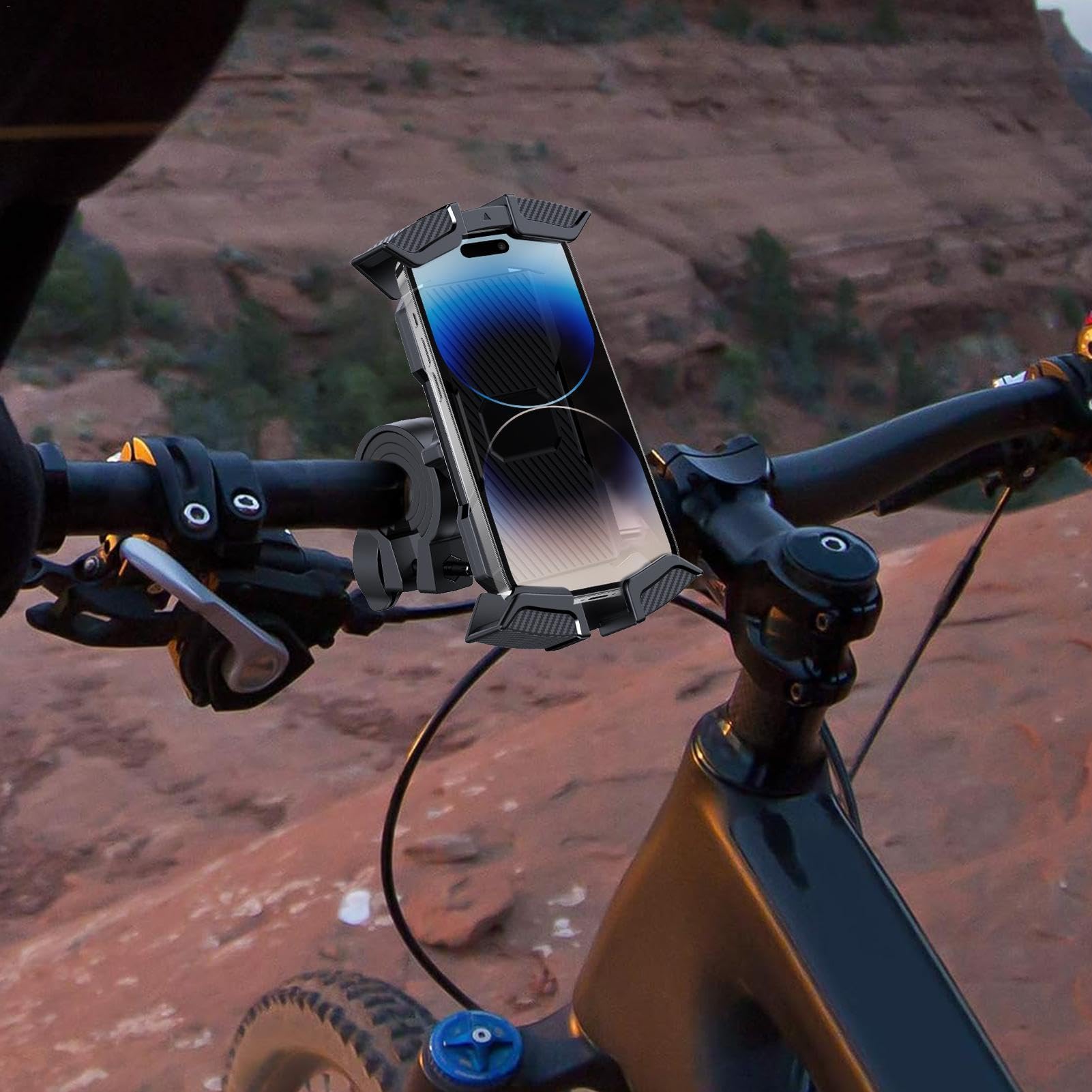 360° Rotating Shockproof Motorcycle Phone Mount - Universal Bike Handlebar Phone Holder for iPhone Samsung - Perfect for Commuting, Off-Road & Delivery Riders