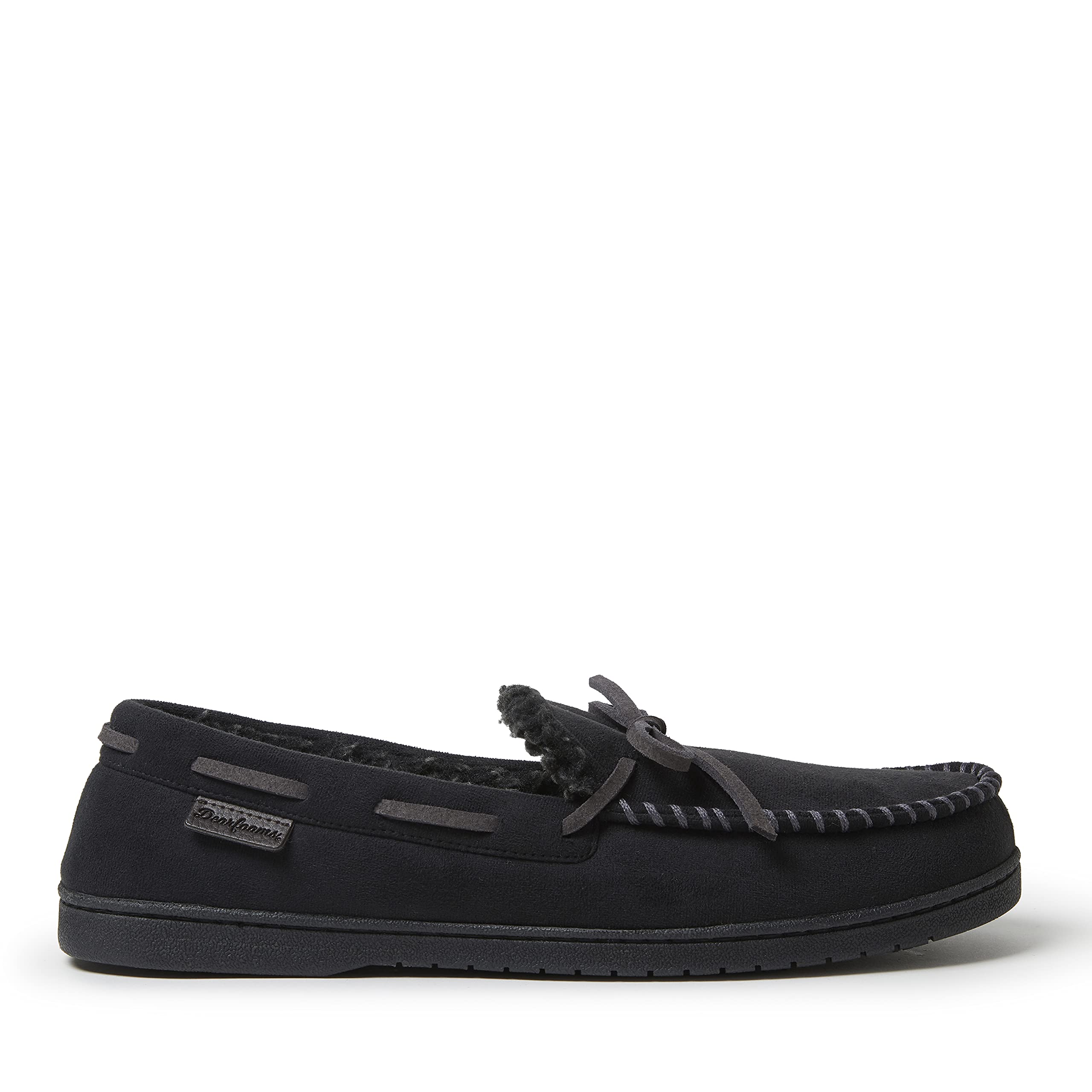 Dearfoams Men's Memory Foam Moccasin Slippers - Breathable House Shoes for Men, Dad, Brother, Husband - Perfect for Indoor Comfort, Lounge Wear & Gift Giving