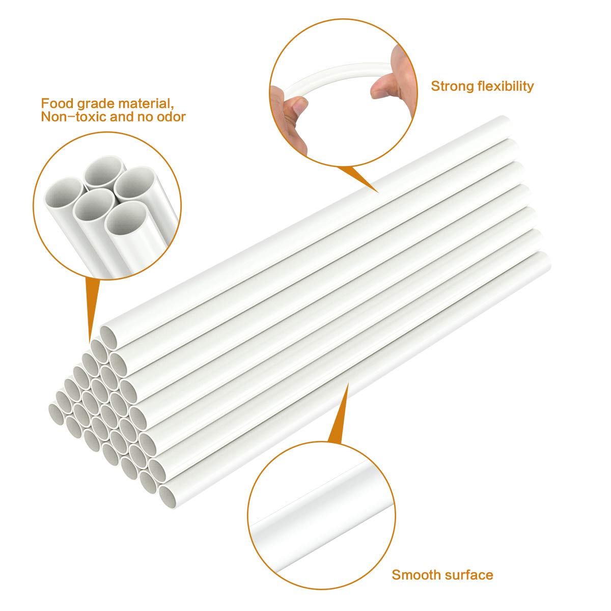 White Plastic Cake Dowel Rods for Tiered Cake Construction - 0.4 Inch Diameter, 9.5 Inch Length - Sturdy Support for Wedding, Birthday & Special Occasion Cakes - Perfect for Professional Bakers & Home Bakers