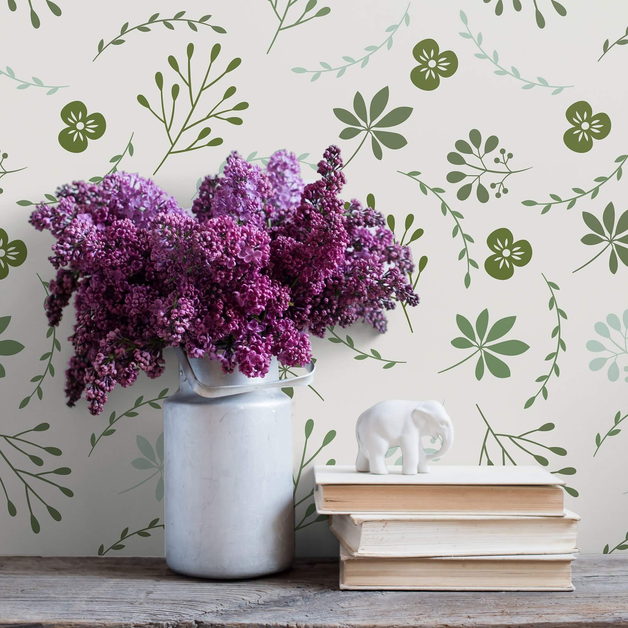 Green Botanical Floral Peel and Stick Removable Wallpaper 4920 - Self-Adhesive Wall Decor for Bedroom, Living Room & Office