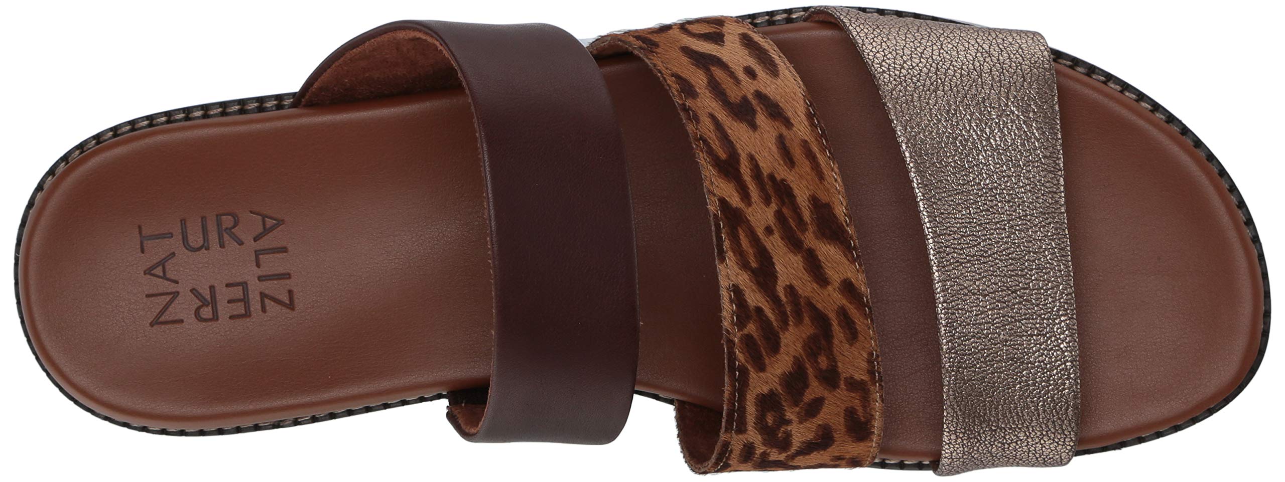 Naturalizer Women's Kellie Brown Leopard Print Slide Sandals Size 9.5 Medium | Comfortable Summer Casual Slides for Beach, Pool & Everyday Wear