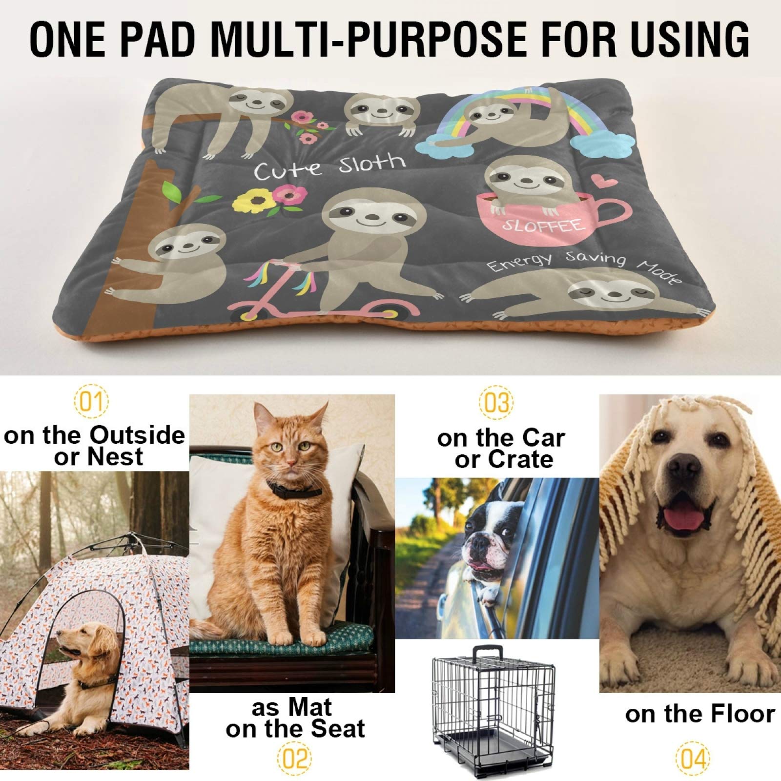 Soft Sloth Dog Bed for Small & Medium Dogs - Ultra Comfortable Rectangle Pet Bed with Calming Design, 24x18 Inch - Perfect for Puppies, Cats & Pets in Living Room or Bedroom