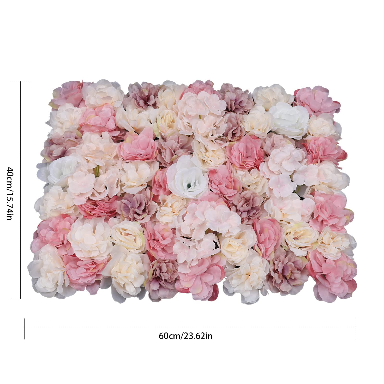 12 Pcs Artificial Silk Flower Wall Panels - Romantic Floral Backdrop for Wedding Venue, Photo Booth, Party Decor, Home & Event Decoration - Hanging Flower Wall for Background & Main Road Display