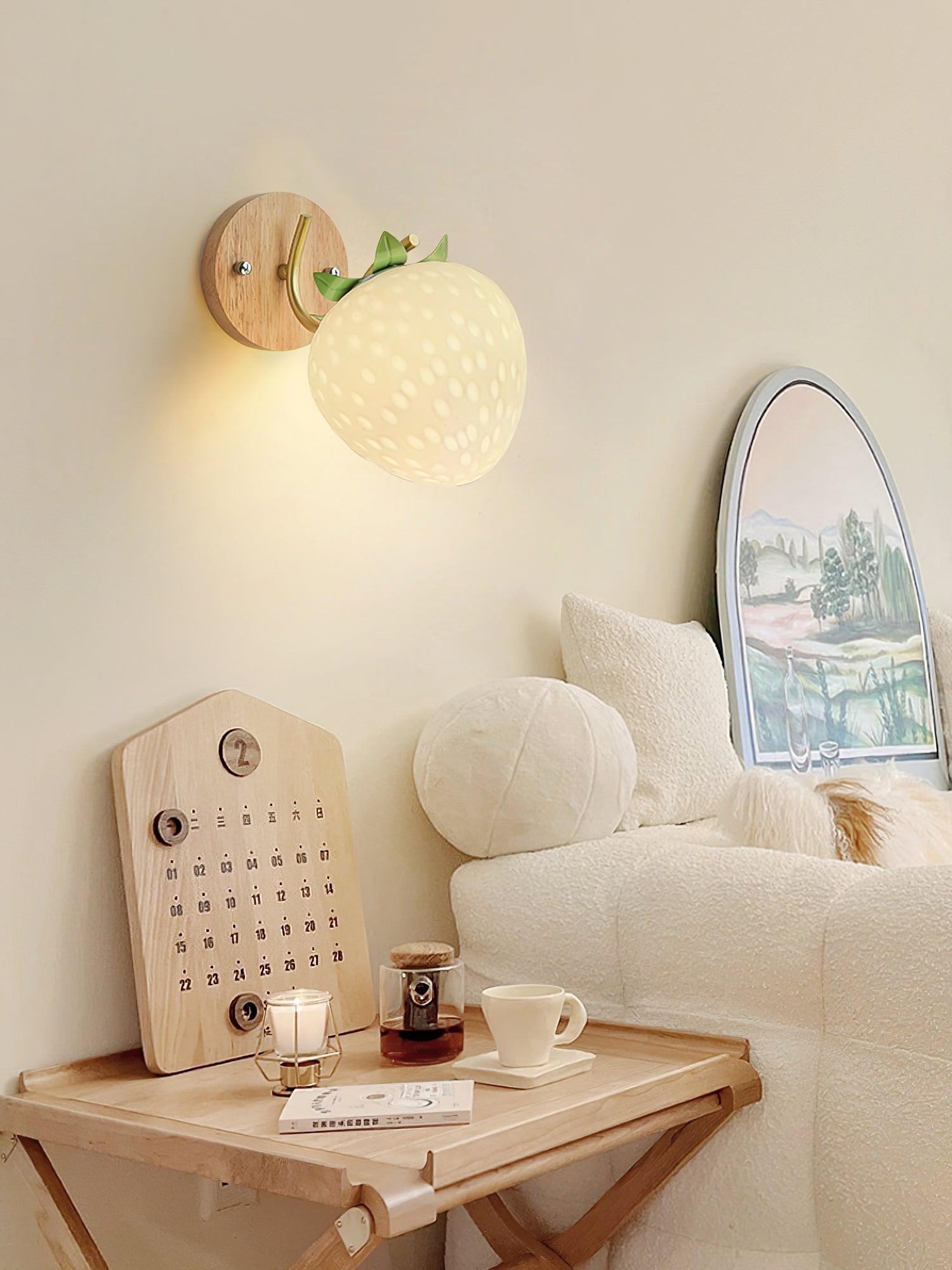Strawberry Shaped LED Wall Lamp - Cute Night Light for Kids Room, Nursery, Bedroom Decor - Perfect for Birthday Gifts & Home Decoration