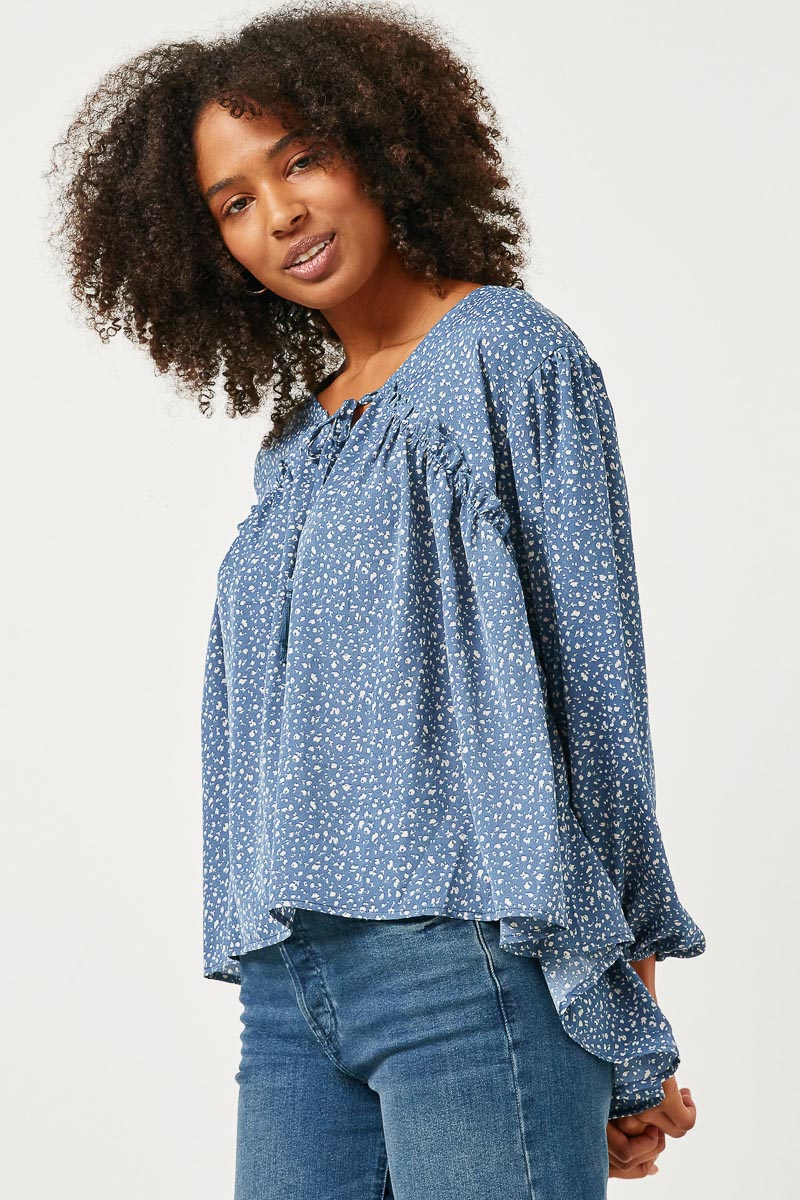 Stylish Ruffled Seam Detail Tasseled Long Sleeve Blouse for Women | Trendy Fashion Top for Casual Outings, Office Wear & Date Nights