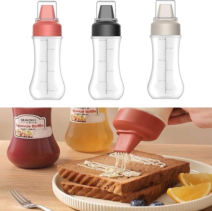 350ml WSEYZ Squeeze Bottle with Lid - 5-Hole Sauce Dispenser for Kitchen, BBQ, Salad Dressing & Baking | Portable Condiment Bottle for Home & Restaurant Use