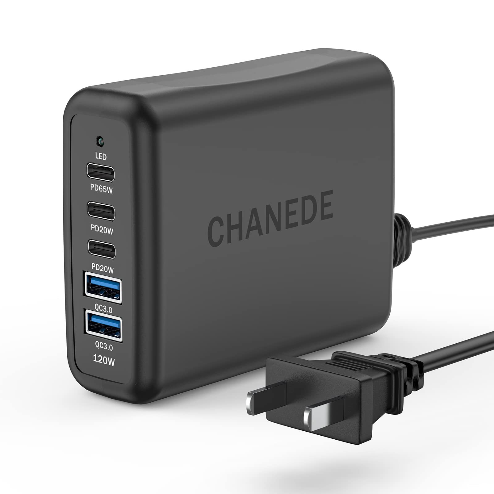 120W USB C Fast Charger - 5 Port Compact Charging Station with 3 USB C & 2 QC USB A Ports - PD Adapter for MacBook Pro/Air, Dell XPS, Galaxy, iPhone, iPad - Perfect for Home, Office & Travel Charging Needs