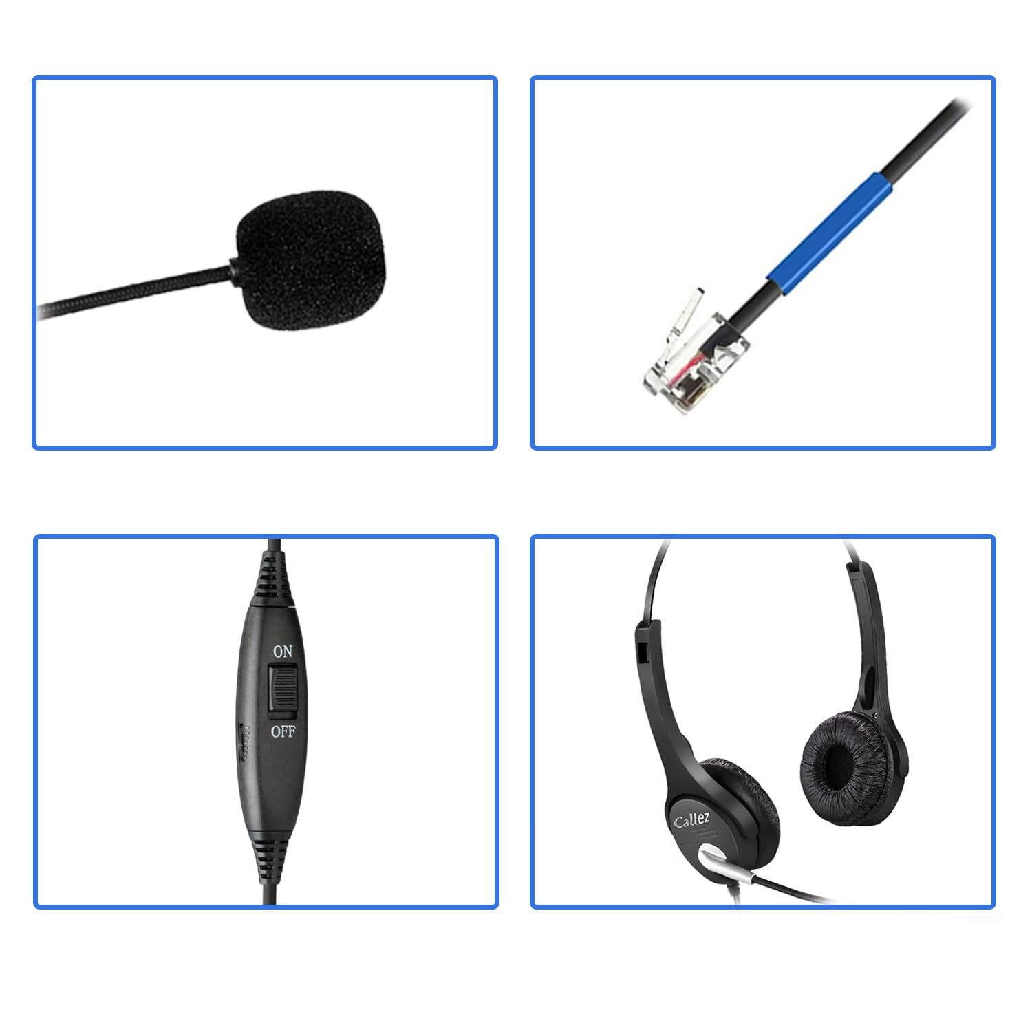 Noise Cancelling Telephone Headset with Mute Switch - Dual-Ear RJ9 Headset Compatible with Cisco Phones 6851/6945/7841/7861/7942/7945/7961/7962/7965/8811/8841/8845/8851/8861 - Perfect for Call Centers, Office Communication & Remote Work