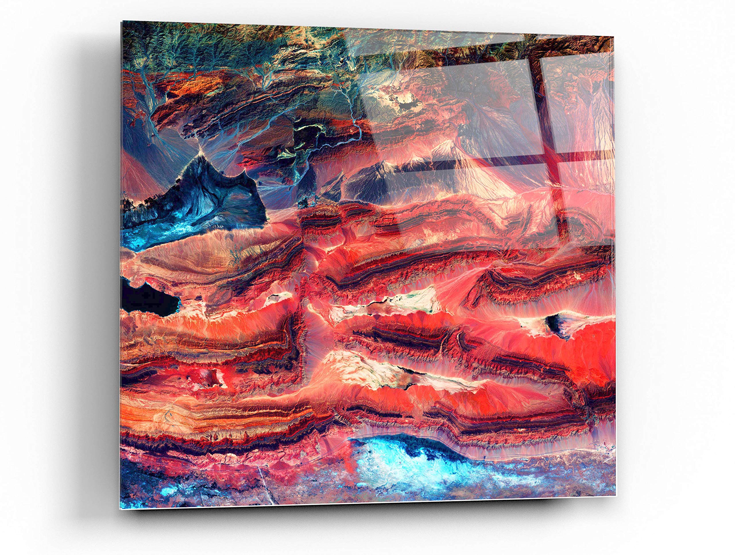 Epic Art 'Earth As Art: Faults' 36x36 Inch Acrylic Glass Wall Decor - Modern Home & Office Artwork for Living Room, Bedroom, or Office Spaces