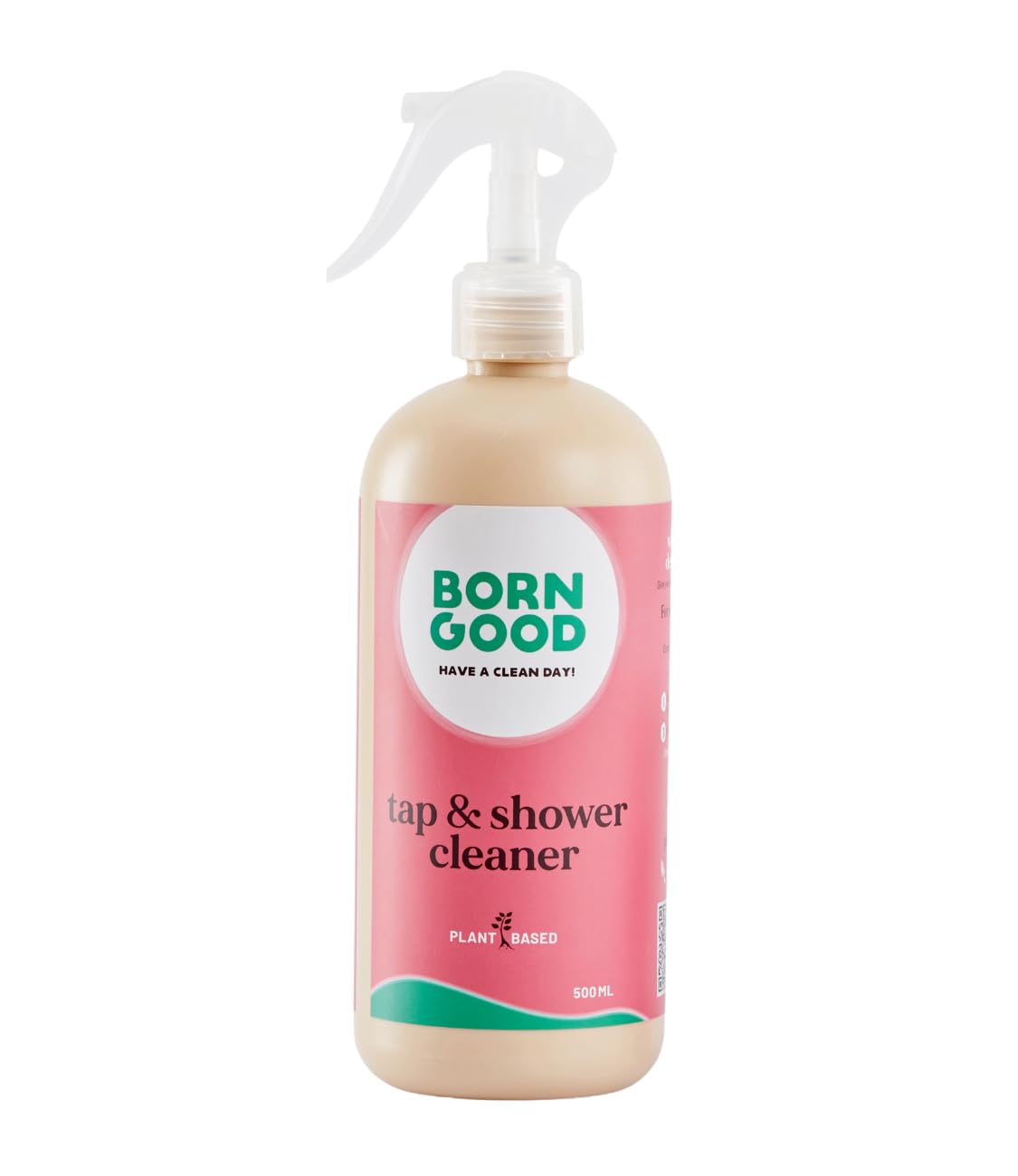Born Good Eco-Friendly Plant-Based Tap and Shower Cleaner – Natural Hard Water Stain Remover & Limescale Dissolver – 500ml Spray Bottle (Pack of 1) – Perfect for Bathroom, Kitchen, and Faucet Cleaning
