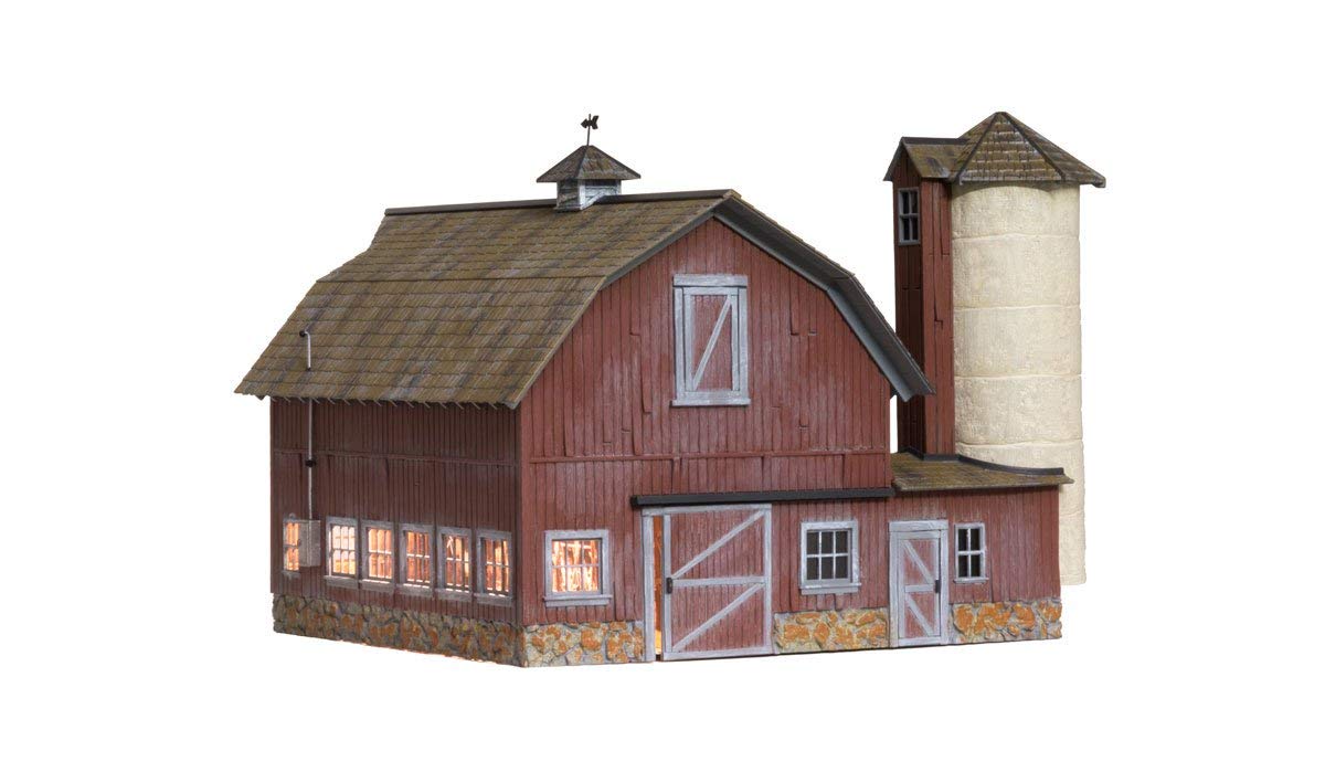 Woodland Scenics BR5865 Old Weathered Barn Built & Ready Kit - O Scale Model Train Building for Realistic Railroad Scenery & Diorama Displays