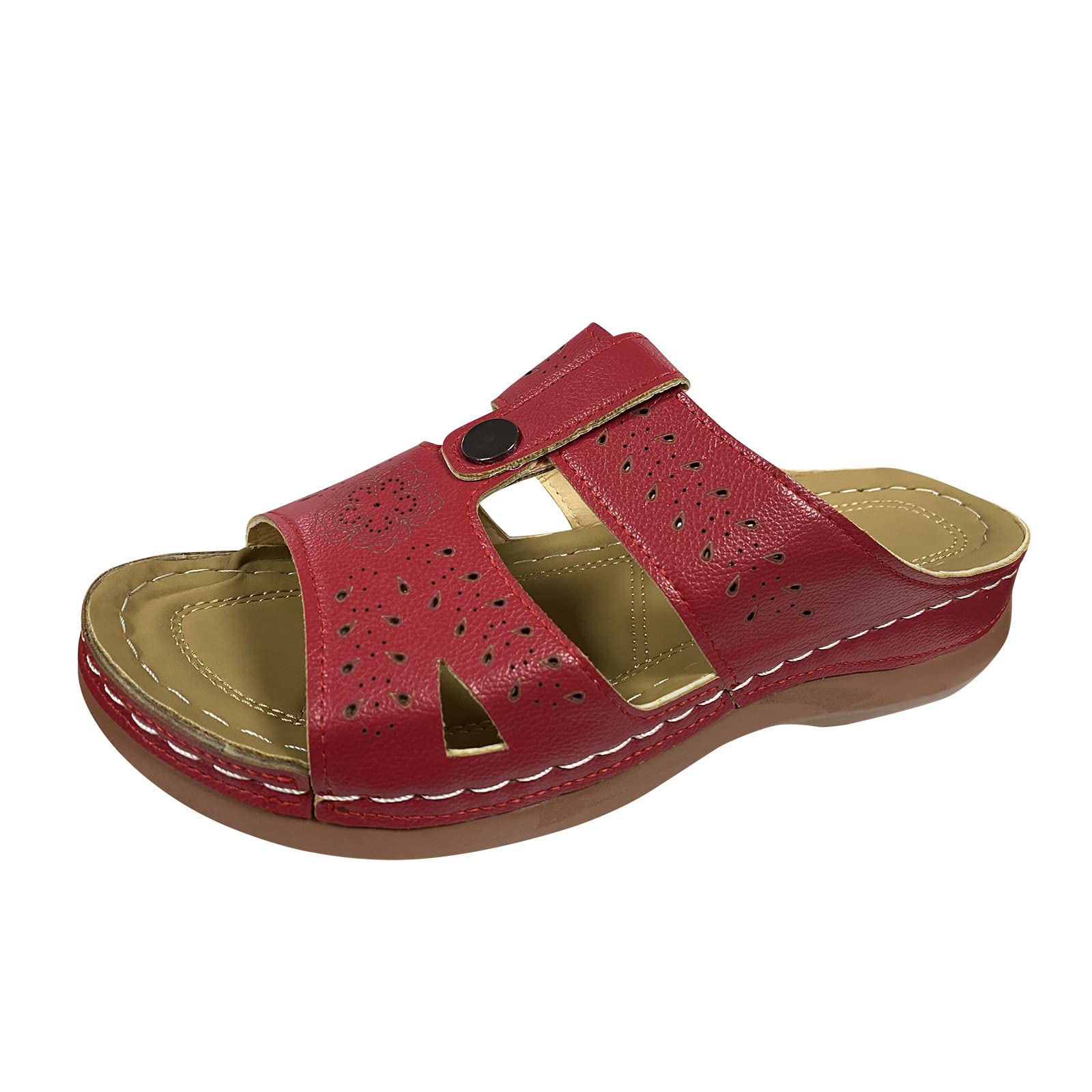 Women's Rubber Hiking Shoes - Fashion Leather Carved Hollow Platform Sandals & Slippers for Outdoor, Beach & Casual Wear