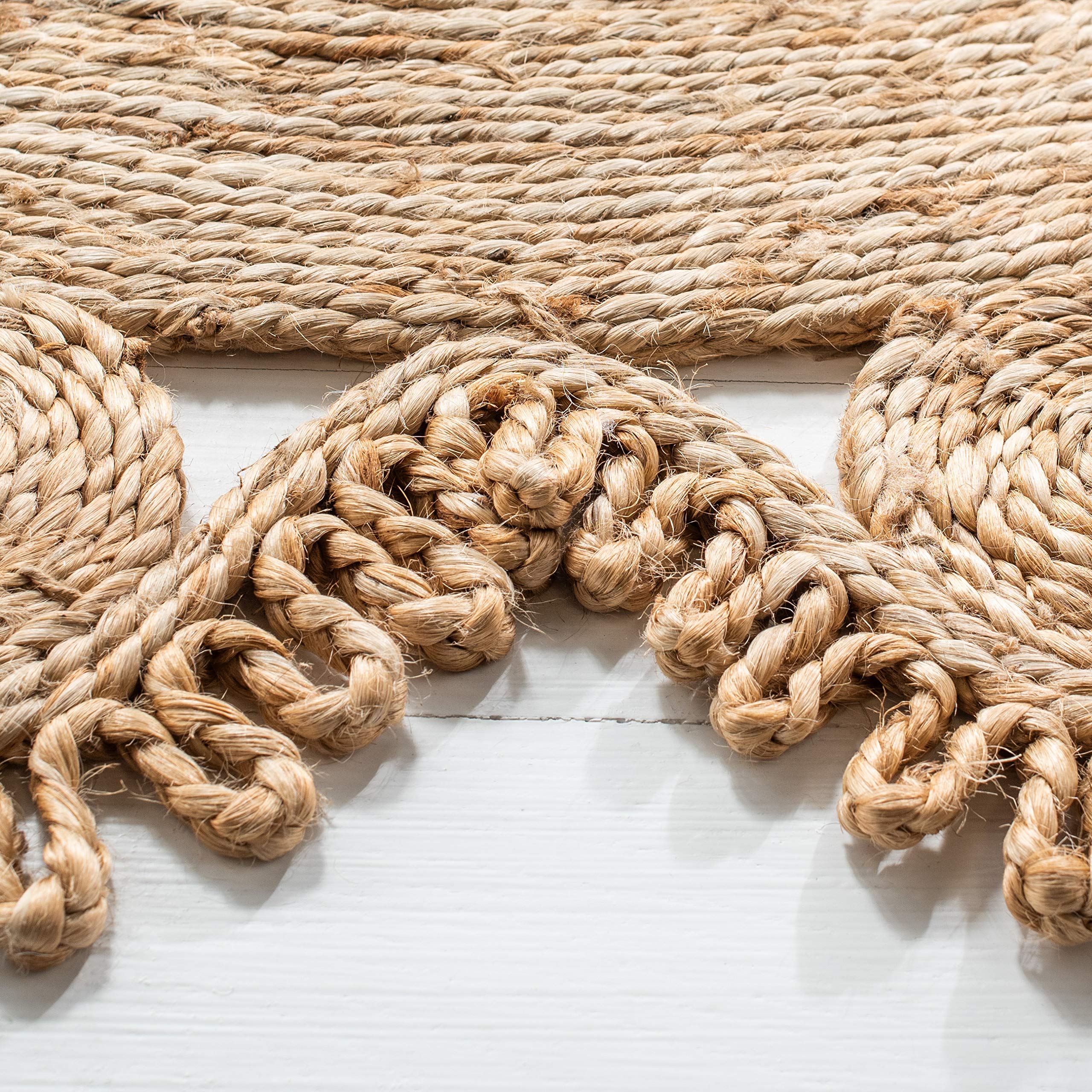 SAFAVIEH Handmade Boho Jute Area Rug 7' Round - Natural Fiber Farmhouse Rug for Living Room, Bedroom & Dining Room Decor