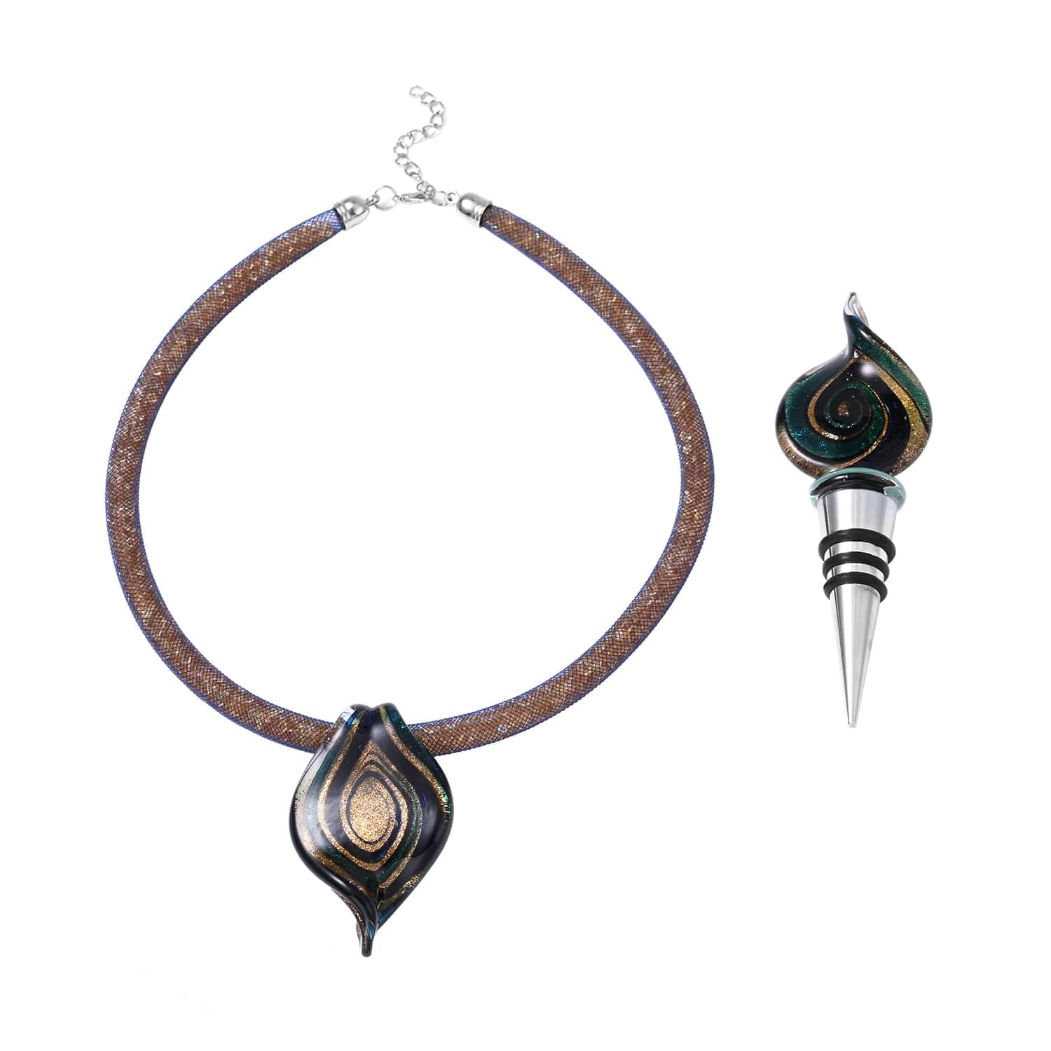 SHOP LC Glass Resin Bottle Stopper Pendant Necklace for Women - 20