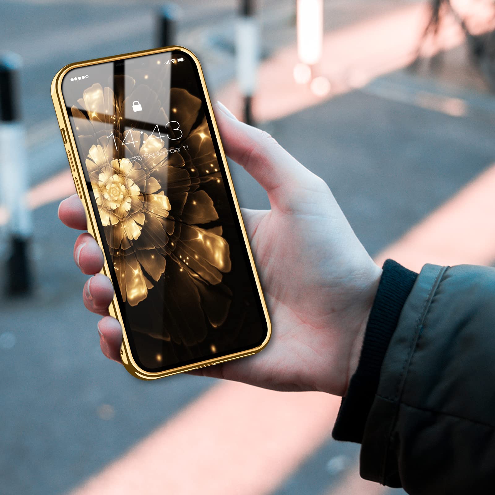 MILPROX Clear Shockproof Case for iPhone 13 Pro Max (6.7 inch 2021) - Crystal Transparent Protective Cover with Electroplated Mirror Edge - Gold | Perfect for Everyday Protection & Style Enhancement