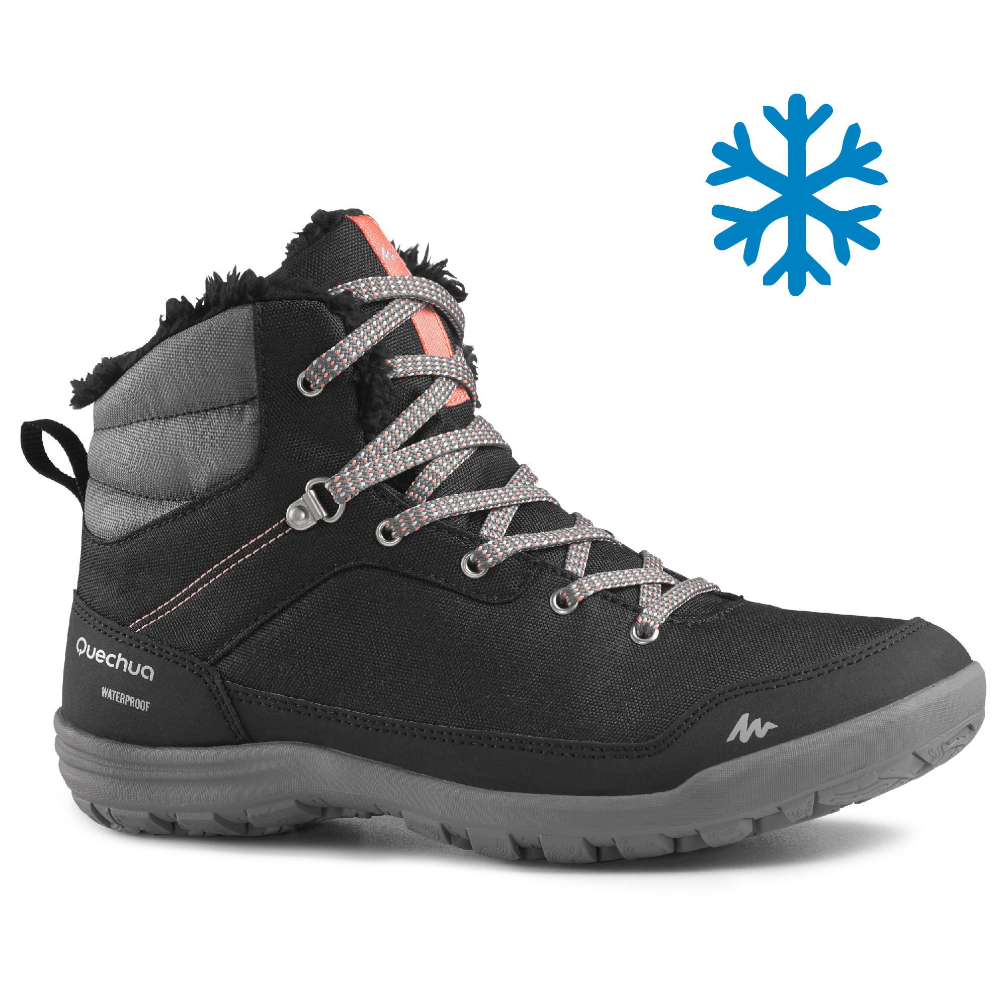 Quechua Women's SH100 MID Waterproof Hiking Boots - Warm Winter Snow Boots for Outdoor Trekking & Mountain Climbing