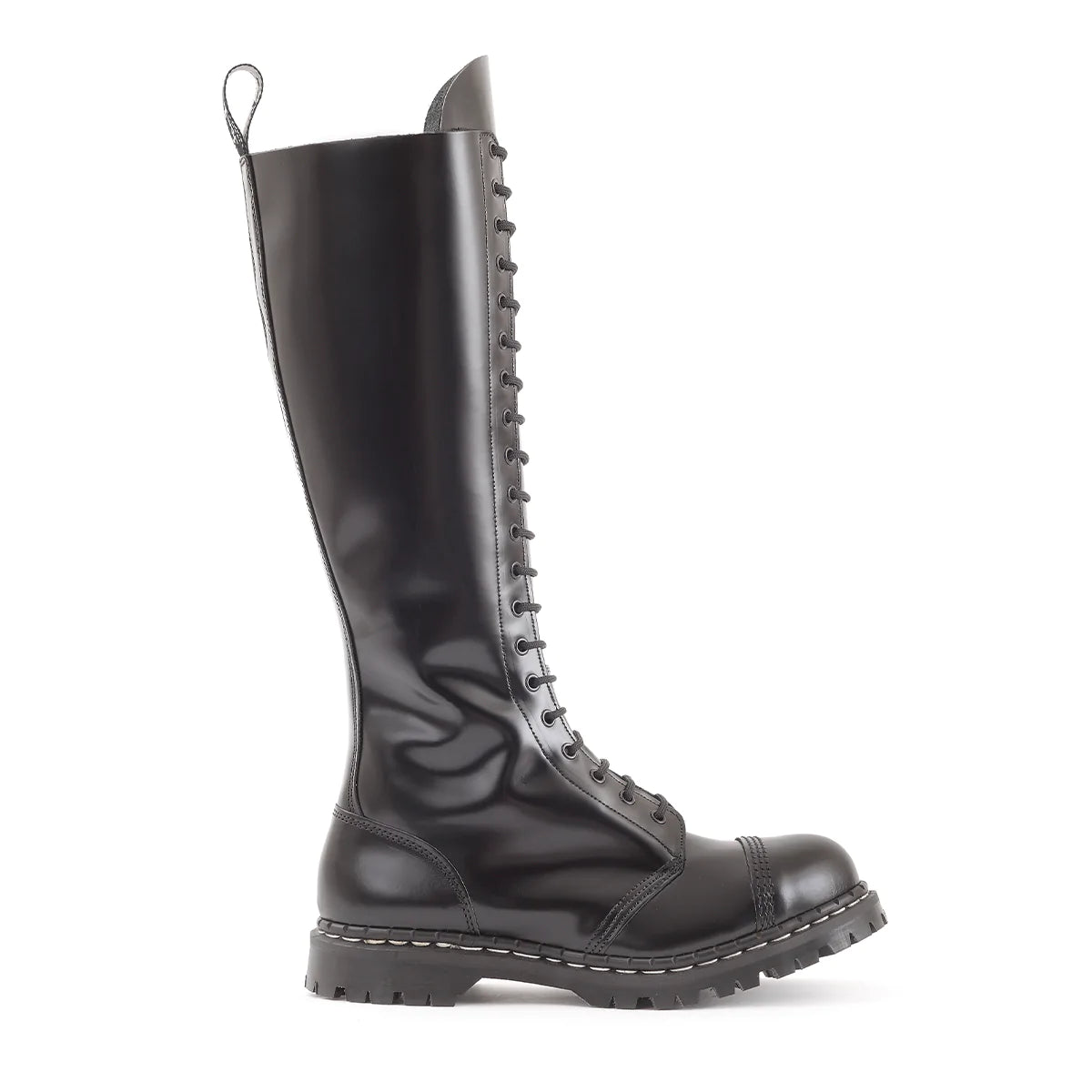 GRIPFAST BLACK HI SHINE 20 EYE STEEL TOE CAPPED DERBY BOOTS - Durable Work Boots for Construction, Industrial & Safety Professionals