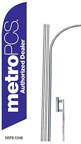 5-Pack MetroPCS Authorized Dealer Feather Flag Kit - 15' Swooper #8 with Pole - Perfect for Store Promotions, Grand Openings & Outdoor Advertising